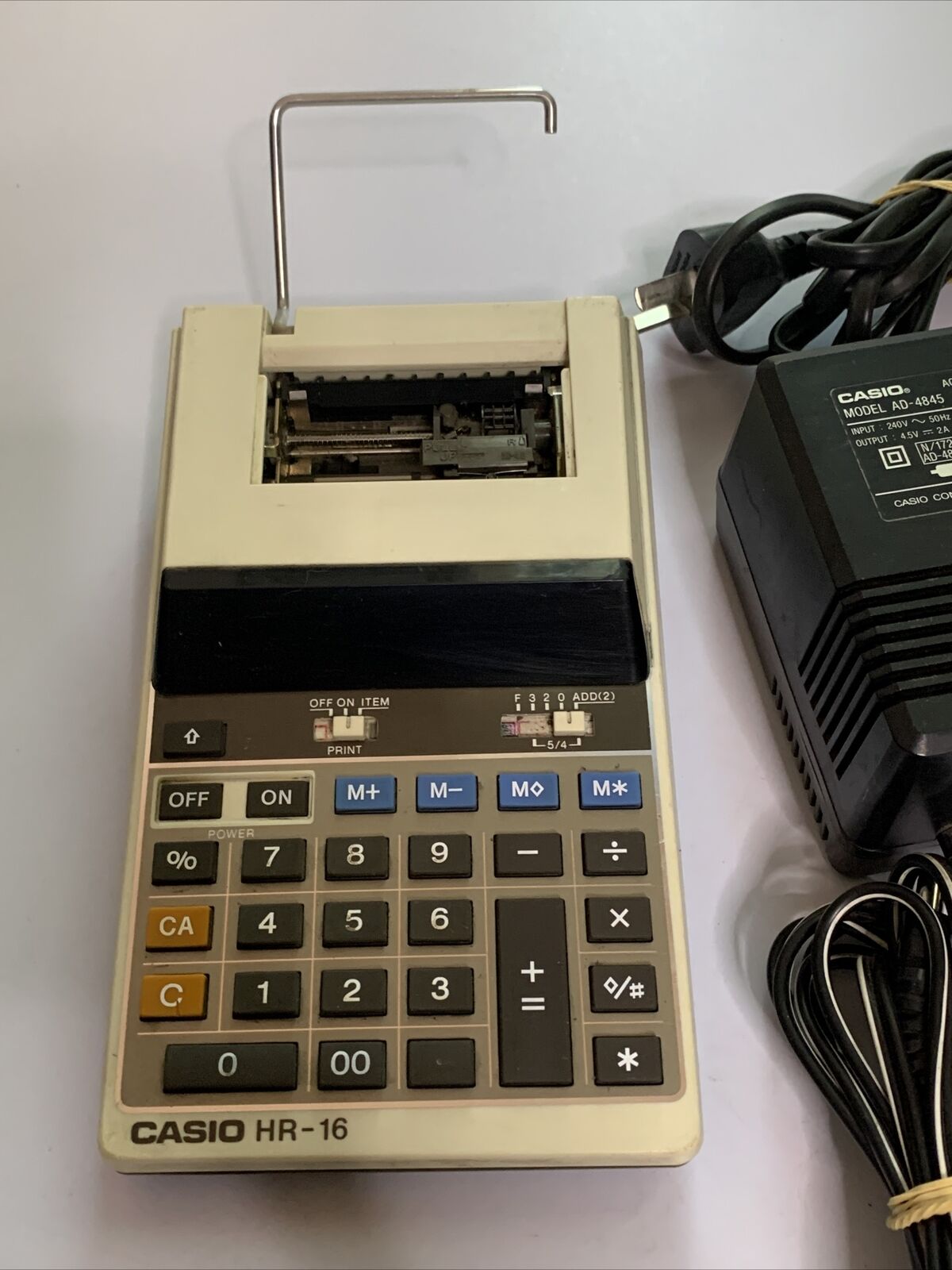 Casio HR-16 Printing Calculator With Power Supply