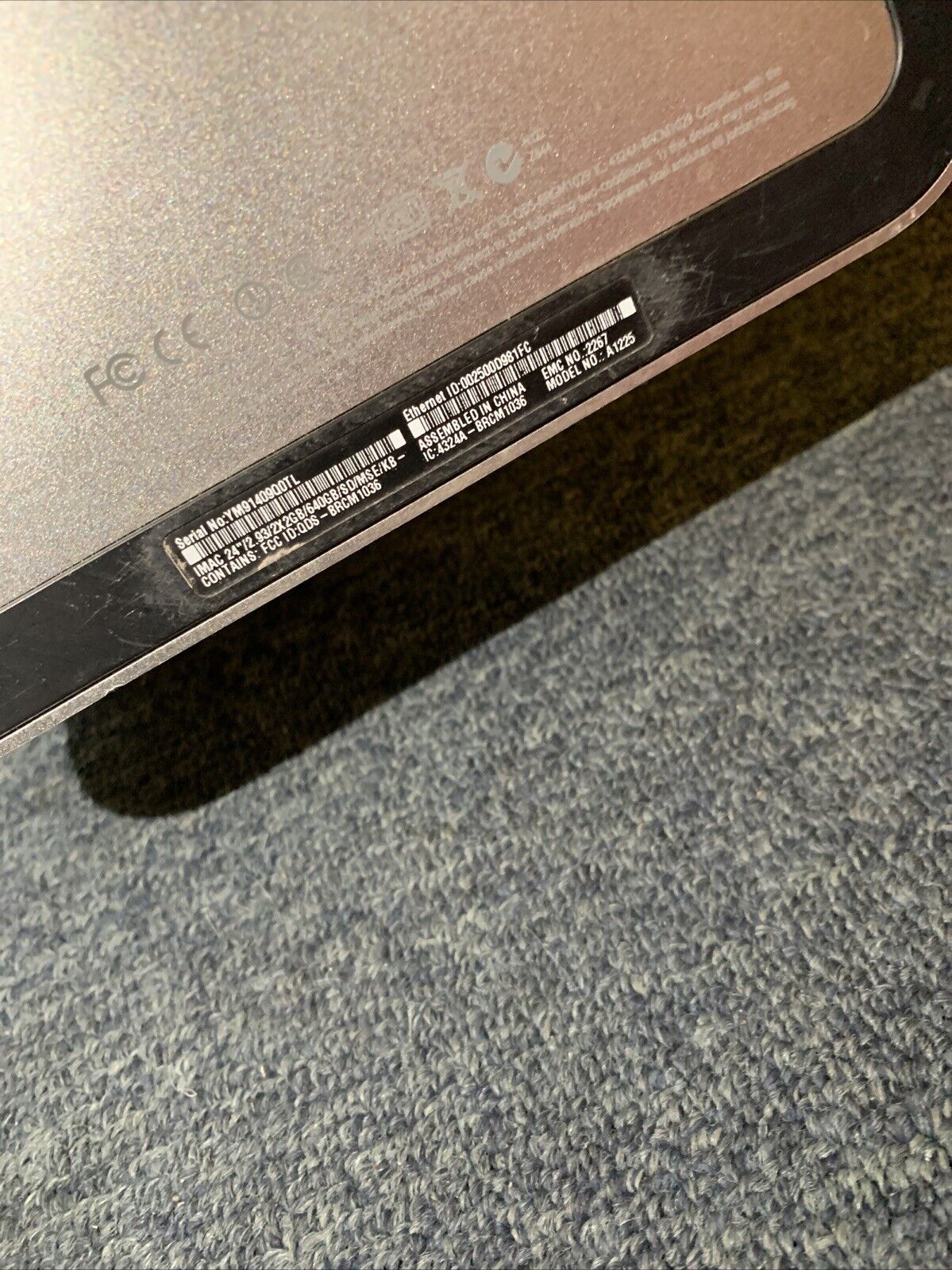 Apple iMac 24" Intel Core 2 Duo 2.93 GHz 4gb RAM 640GB HDD DVD Burner WiFi A1225