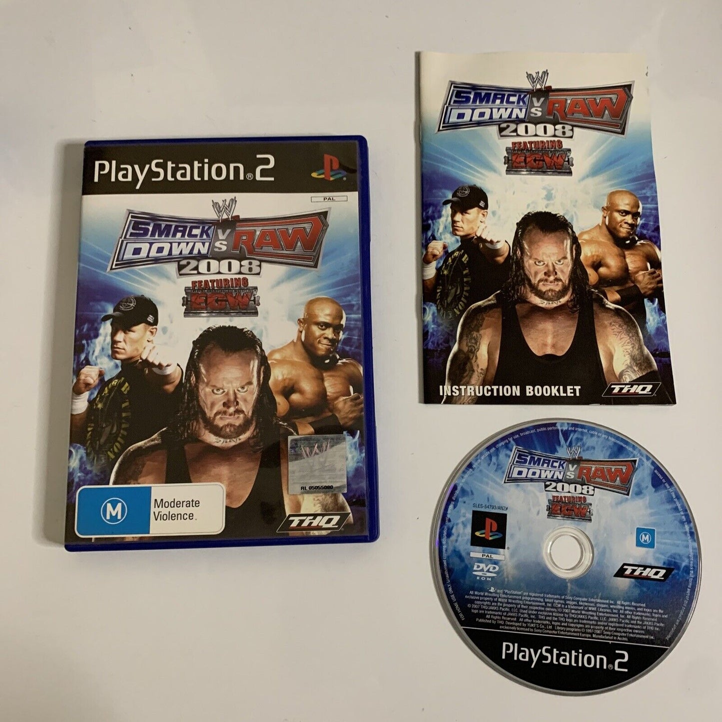 WWE Smackdown Vs Raw 2008 ECW PS2 Sony PlayStation 2 Game PAL Wrestling Complete