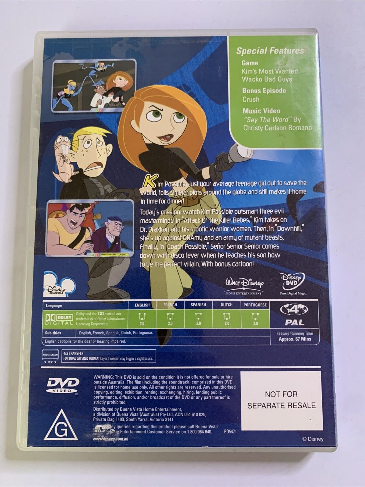 Kim Possible - The Secret Files (DVD, 2003) Region 4