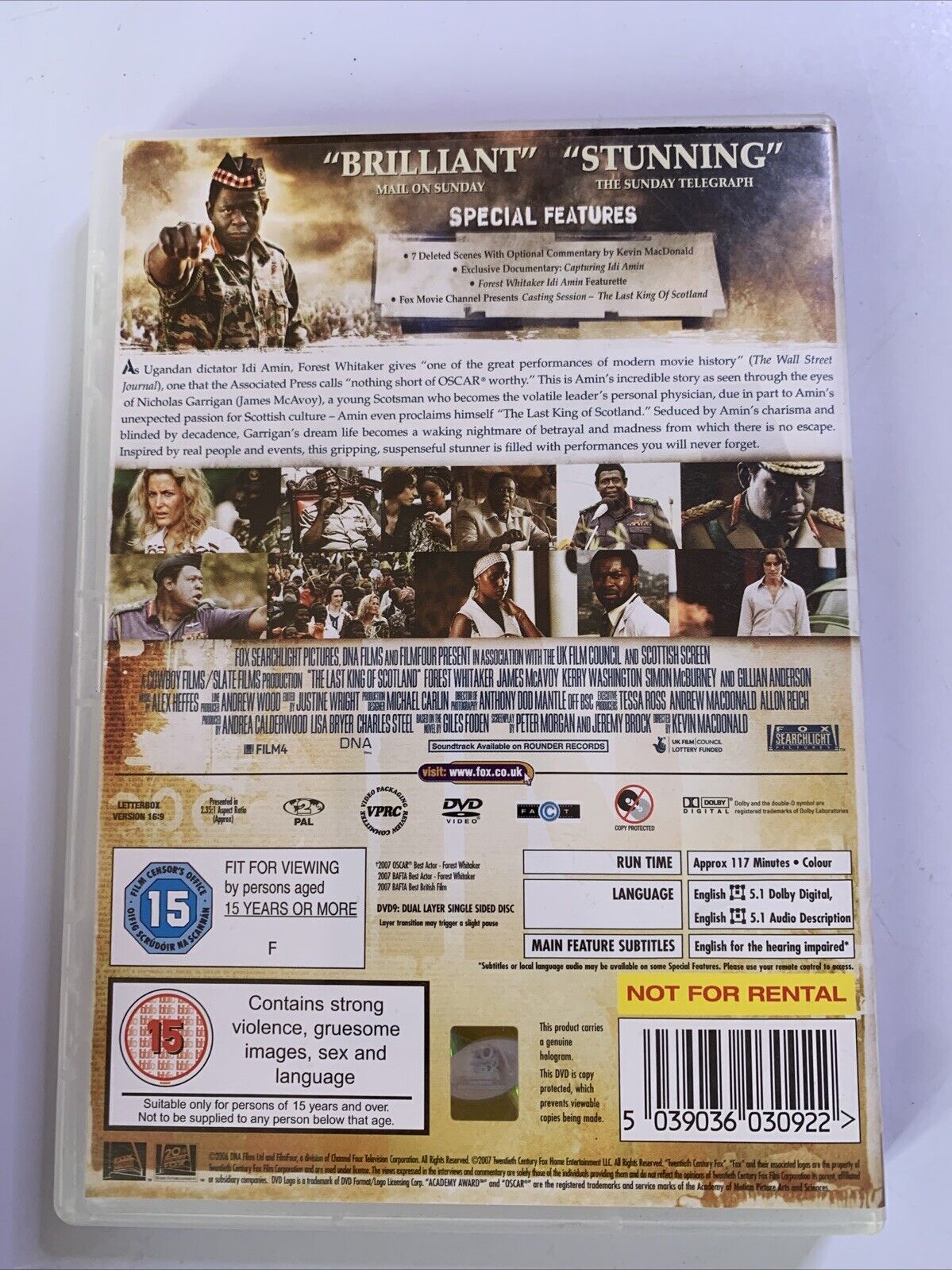 The Last King of Scotland DVD 2006 Forest Whitaker As Idi Amin Region 2
