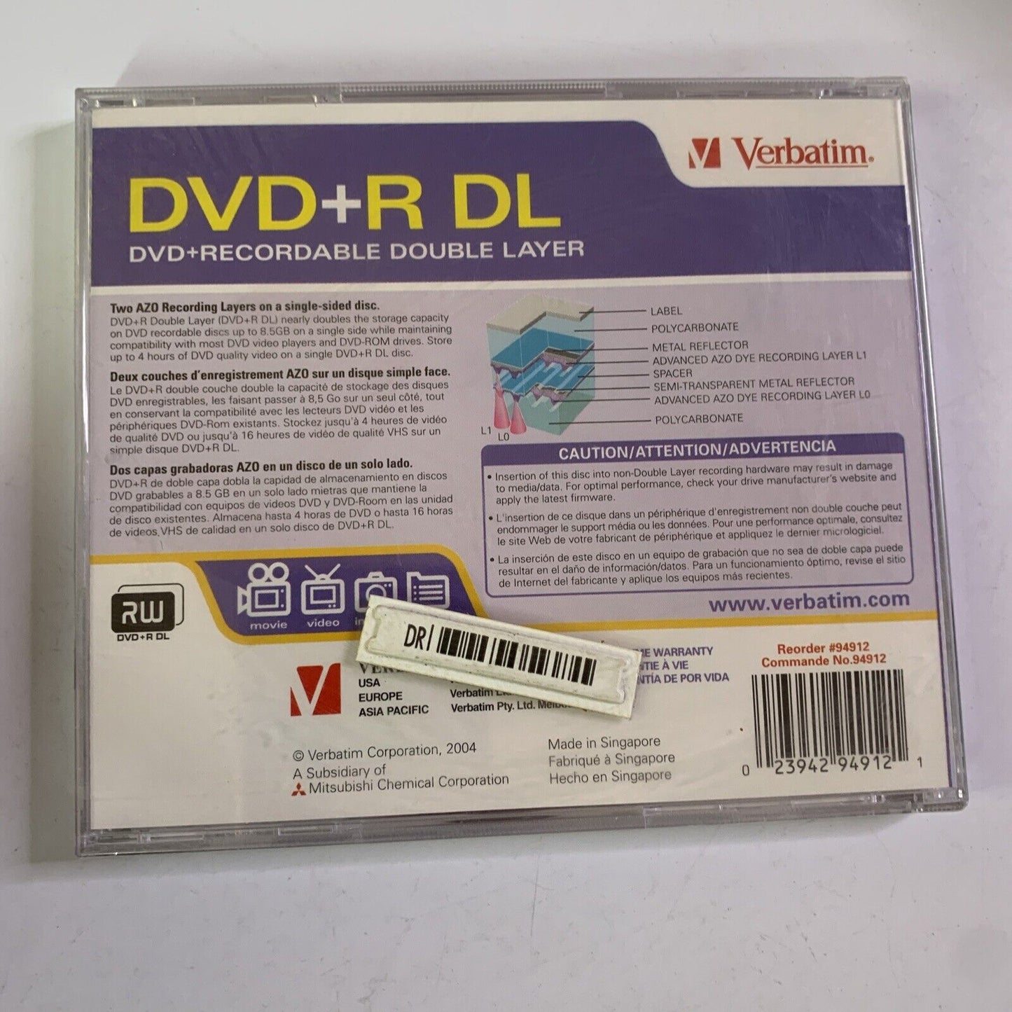 Verbatim Recordable DVD Double Layer DVD+R DL 8.5GB NEW Sealed