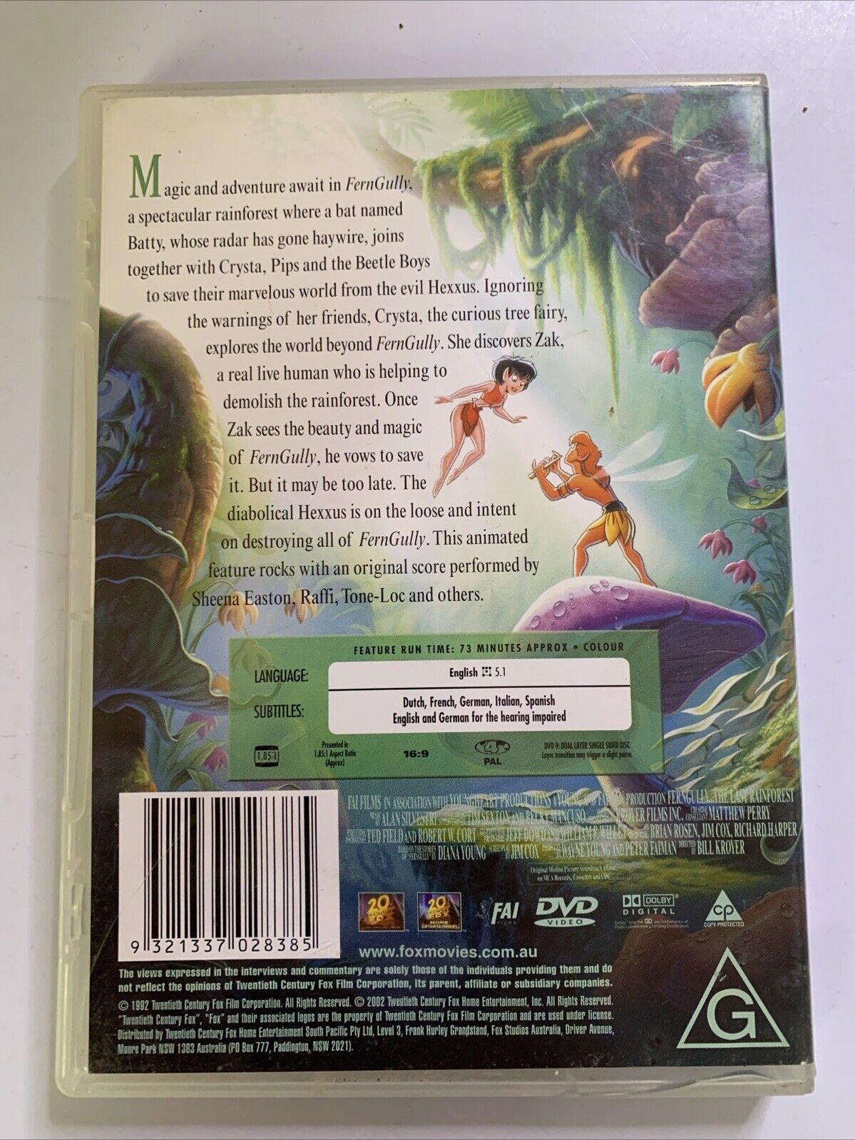 Fern Gully - The Last Rainforest (DVD, 1992) Tim Curry, Robin Williams Region 4