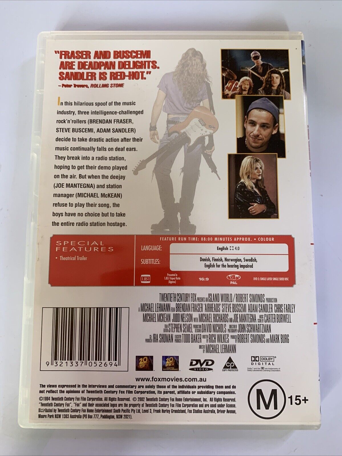 AirHeads (DVD, 1994) Brendan Fraser, Adam Sandler, Steve Buscemi Region 4 NEW