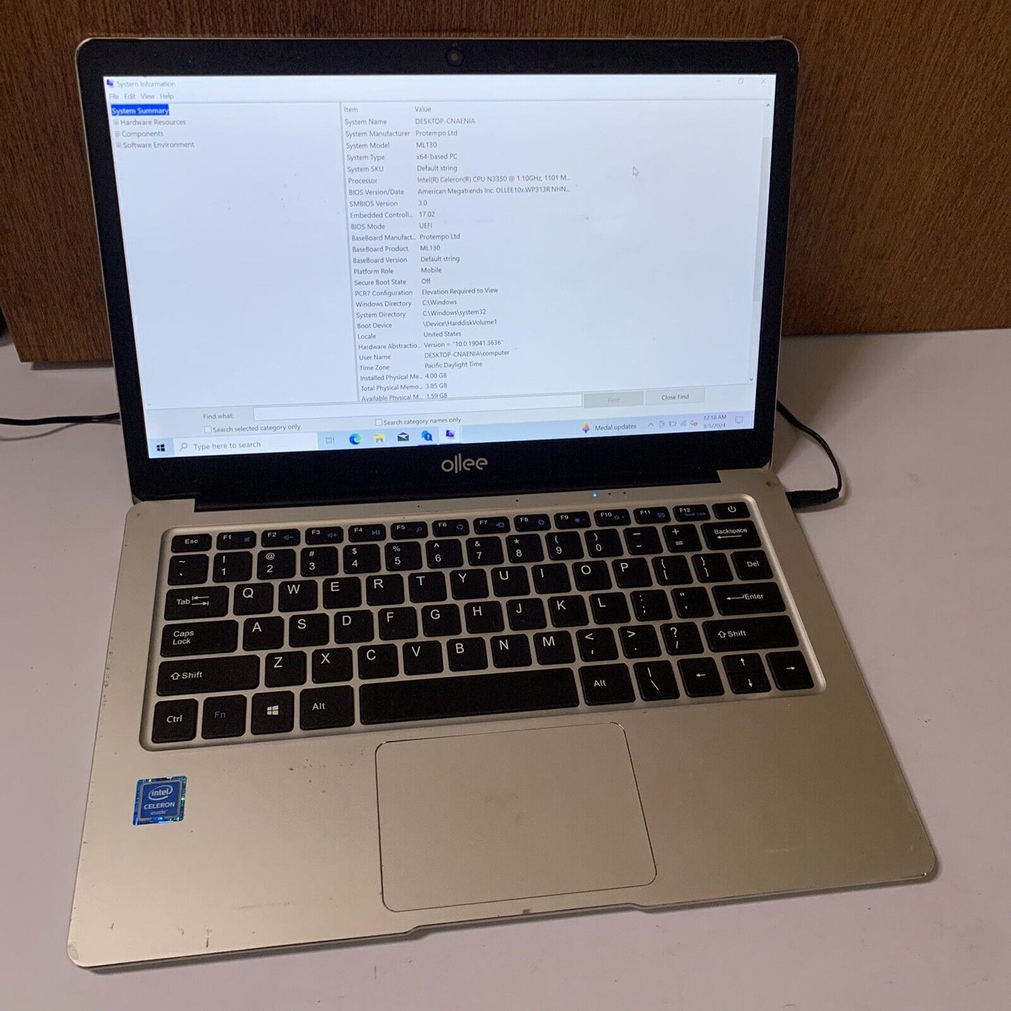 Ollee ML130 13.3" FHD Laptop Intel Celeron N3350 4GB *Sound Not Working