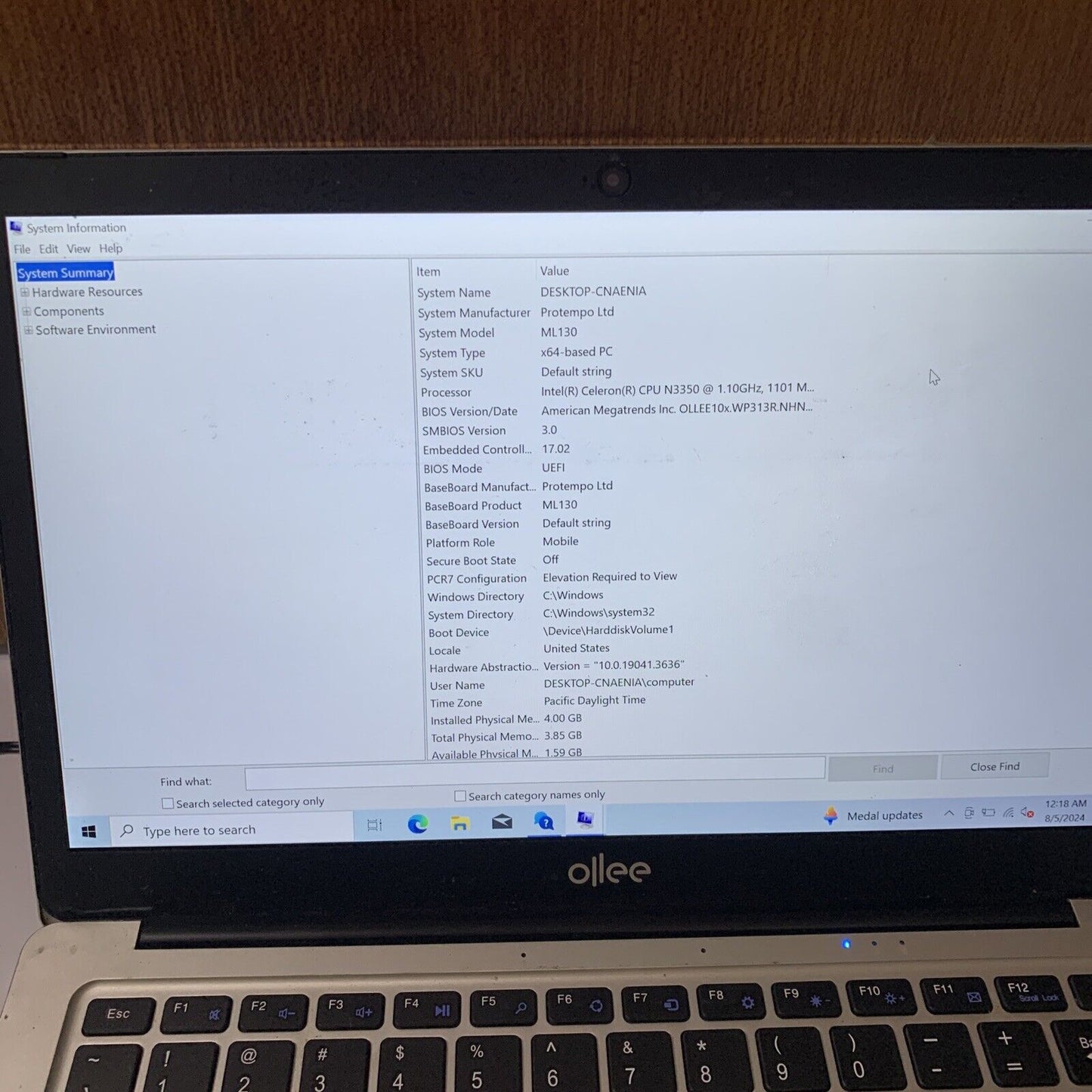 Ollee ML130 13.3" FHD Laptop Intel Celeron N3350 4GB *Sound Not Working