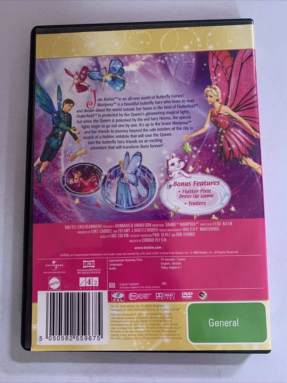 Barbie Mariposa And Her Butterfly Fairy Friends (DVD, 2008) Region 4