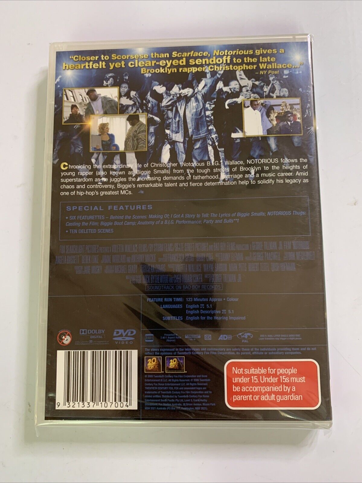 Notorious (DVD,2009) Jamal Woolard, Antonique Smith, Angela Bassett Region 4 NEW