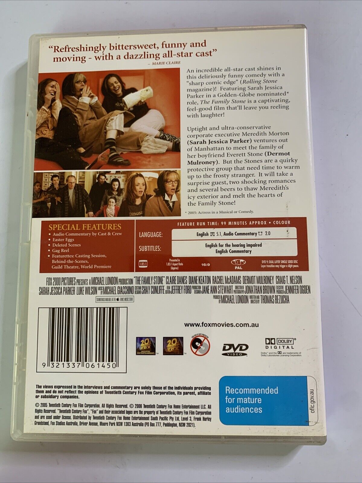 The Family Stone (DVD, 2005) Sarah Jessica Parker, Claire Danes Region 4