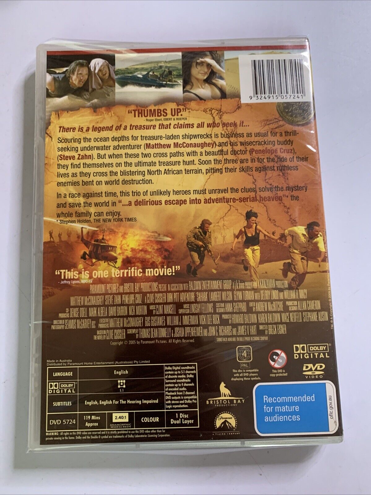 Sahara (DVD, 2005) Matthew McConaughey, Steve Zahn, Penelope Cruz Region 4 NEW