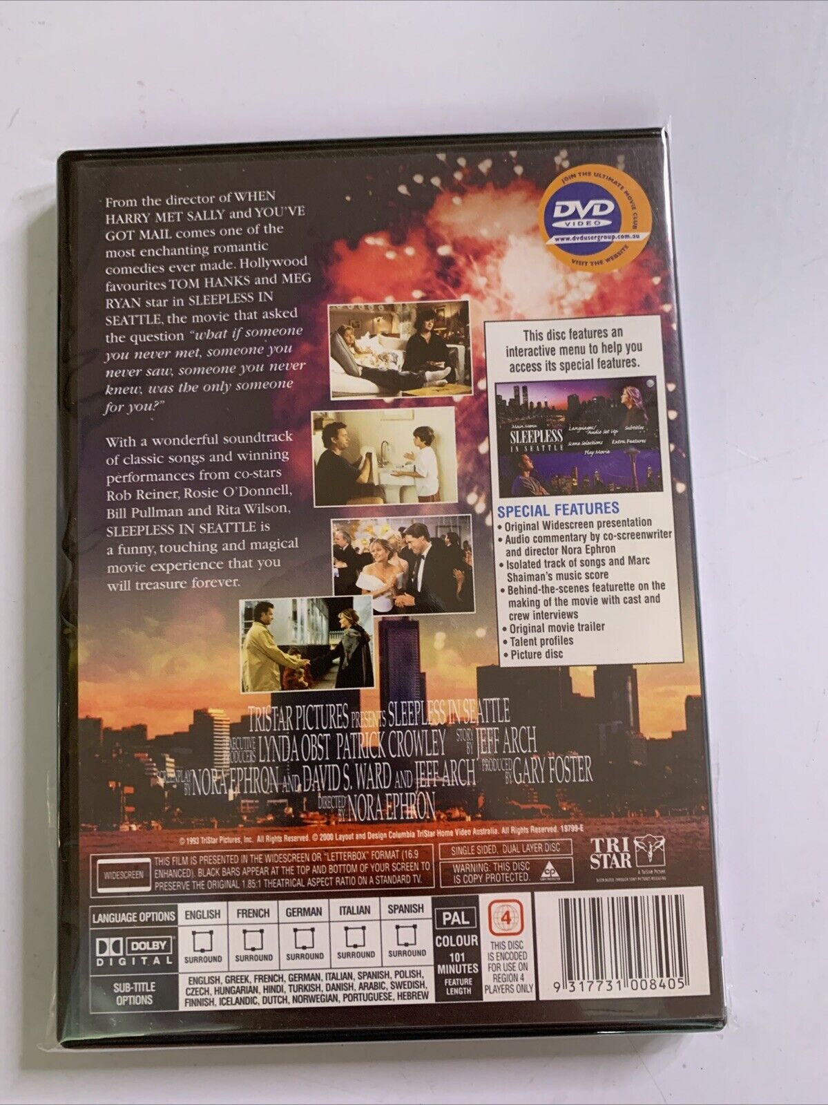 Sleepless In Seattle (DVD, 1993) Tom Hanks, Bill Pullman, Meg Ryan Region 4 NEW