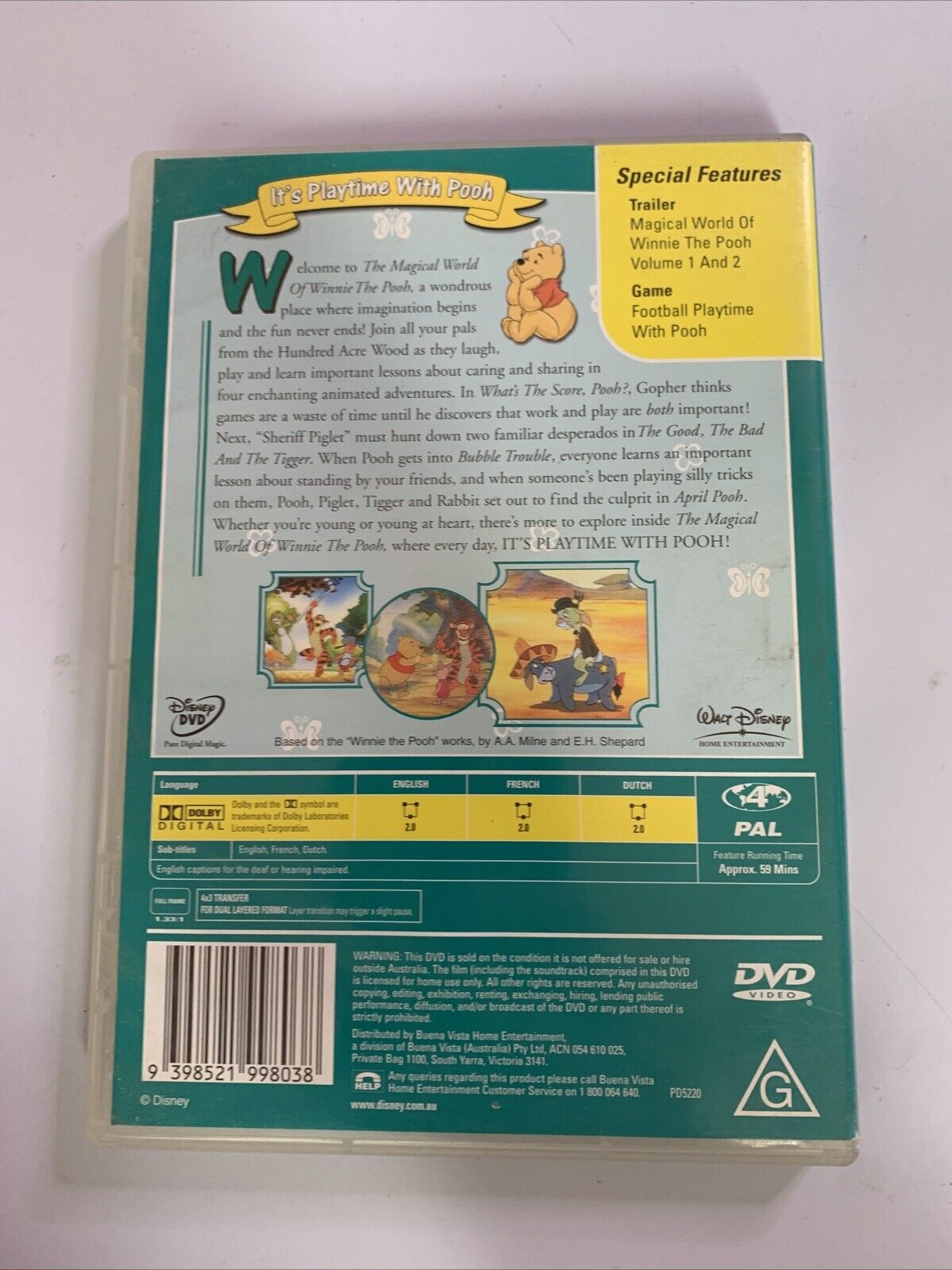 Winnie the Pooh : It's Playtime with Pooh (DVD, 2003) Disney Region 4