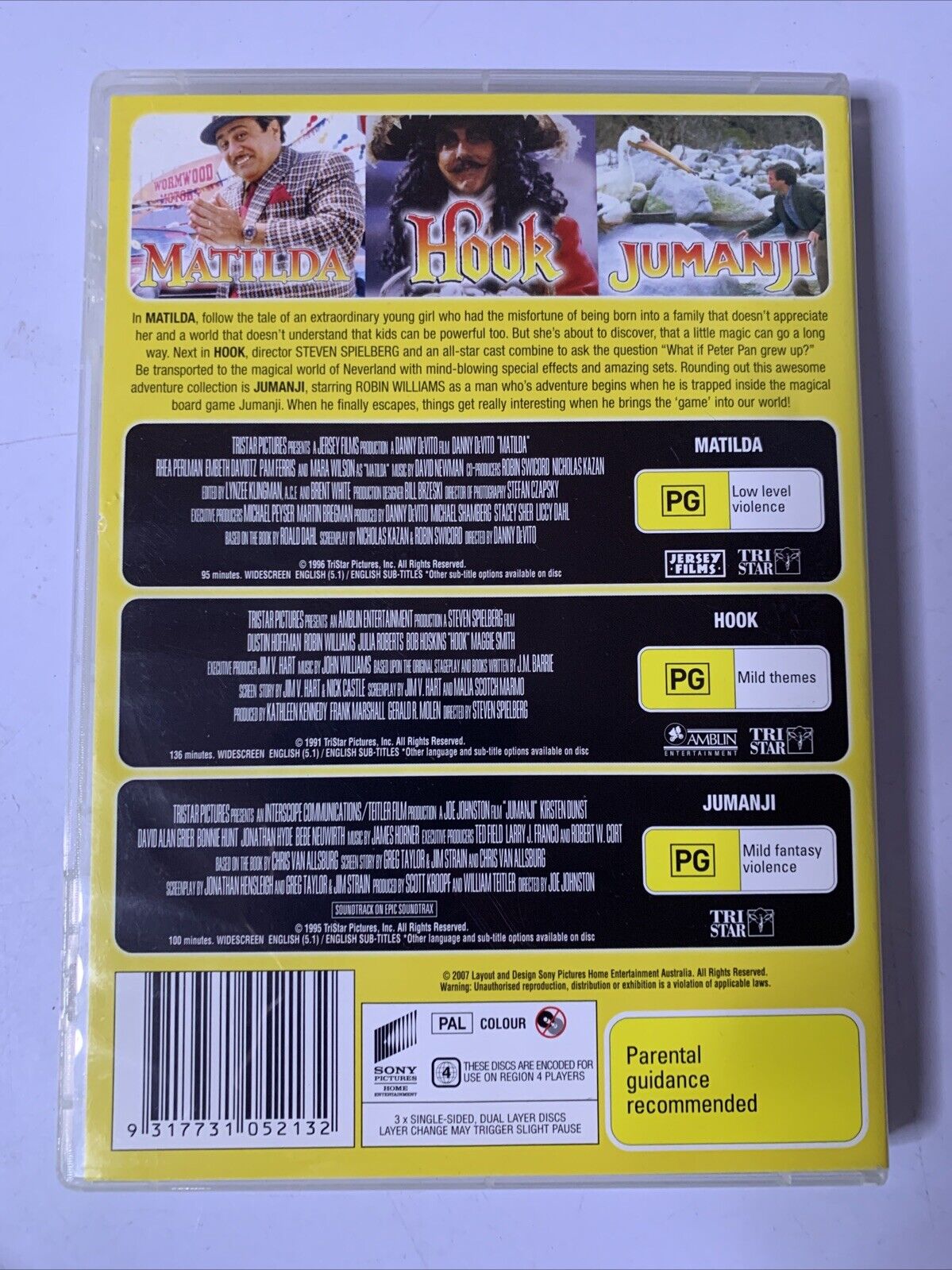 Matilda / Hook / Jumanji (DVD, 1996) Robin Williams Region 4