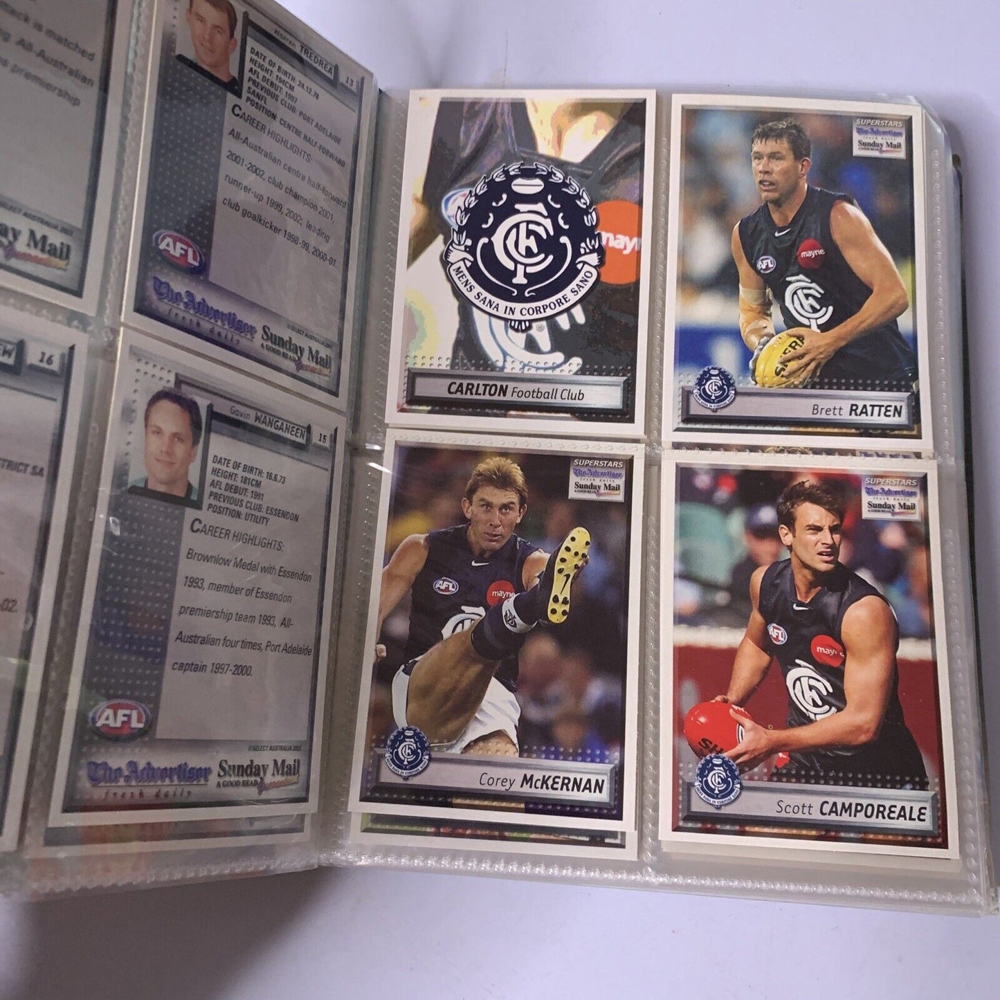 AFL Superstars 2003 Football Collector Card Album Full Set of 128 Cards