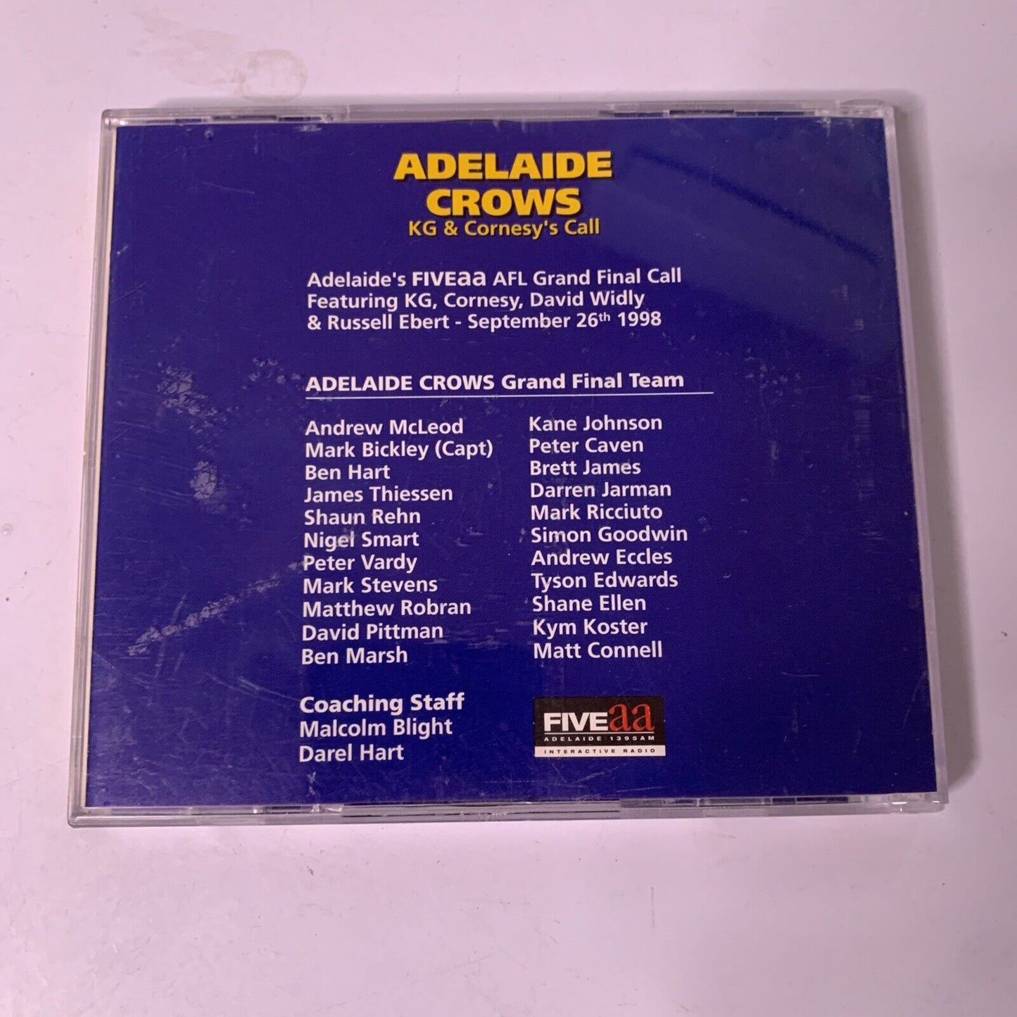 Adelaide Crows AFL 1998 Grand Final Premiers Call (CD, 2-Disc Set) KG & Cornesy