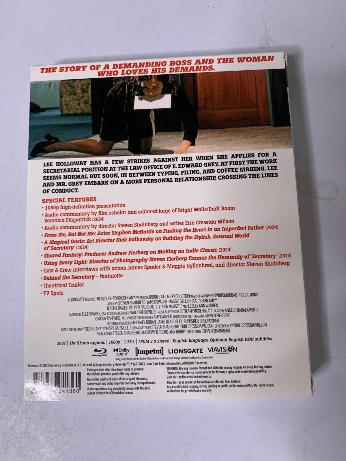 Secretary (Blu-Ray, 2002) Imprint Edition James Spader, Maggie Gyllenhaal Reg B
