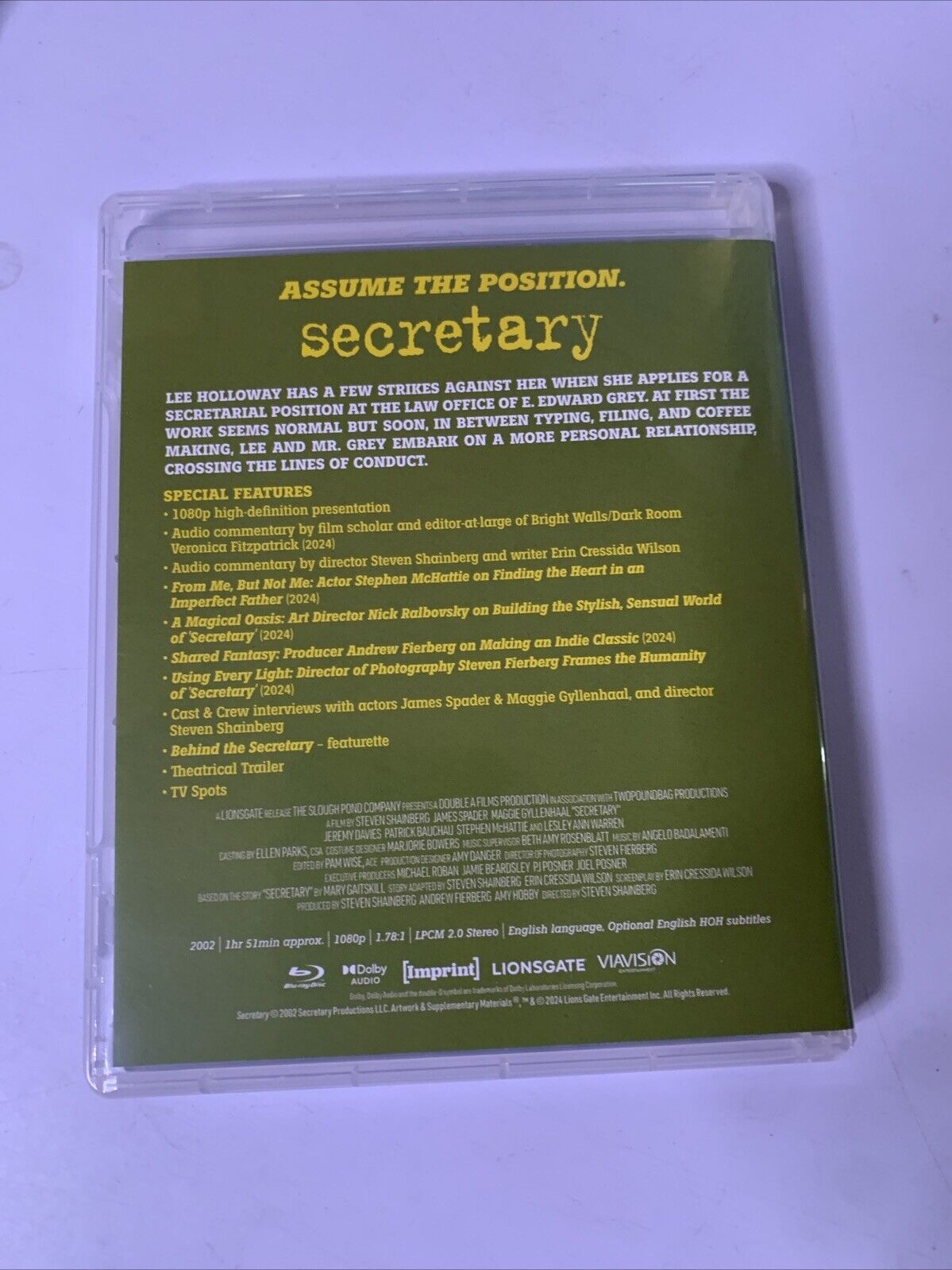 Secretary (Blu-Ray, 2002) Imprint Edition James Spader, Maggie Gyllenhaal Reg B