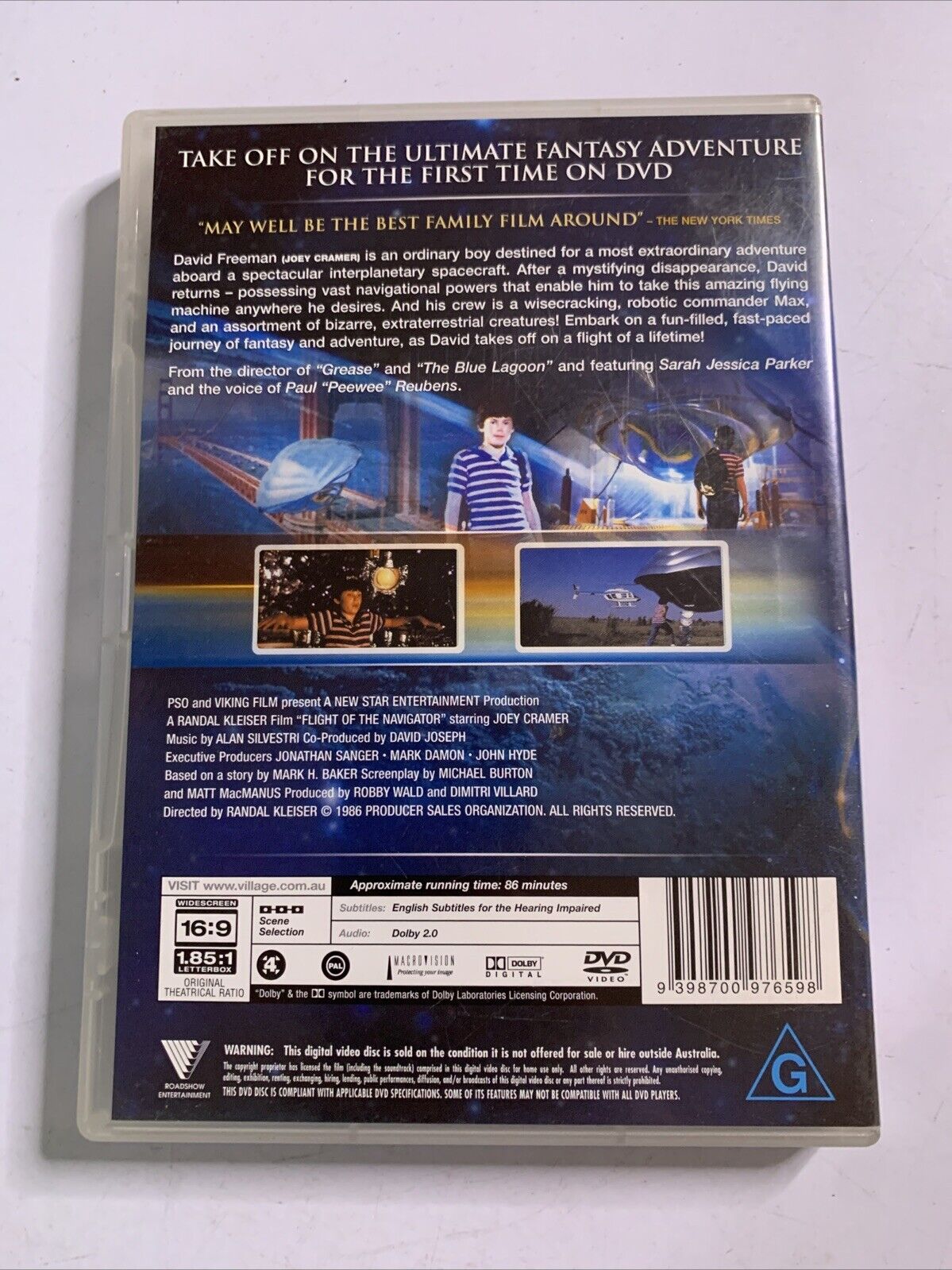 Flight of the Navigator (DVD, 1986) Joey Cramer Region 4