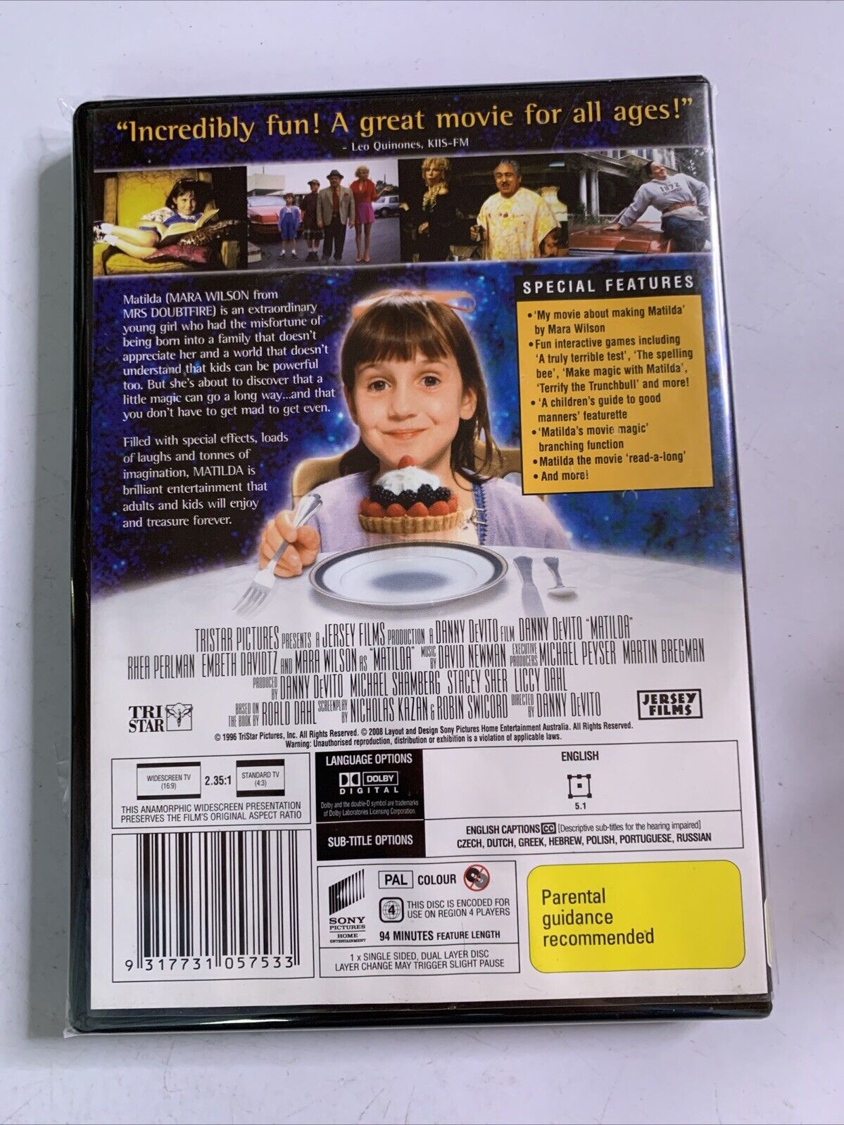 Matilda Deluxe Edition (DVD, 1996) Mara Wilson, Danny DeVito Region 4 NEW