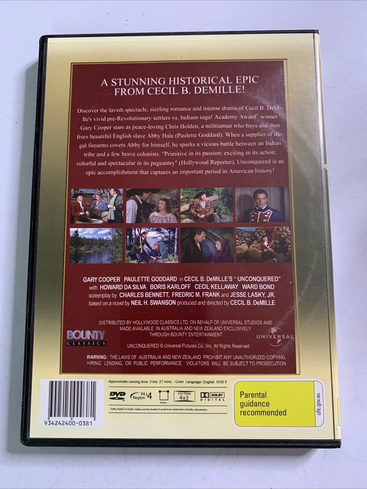 Unconquered (DVD, 1947) Gary Cooper, Paulette Goddard Region 4