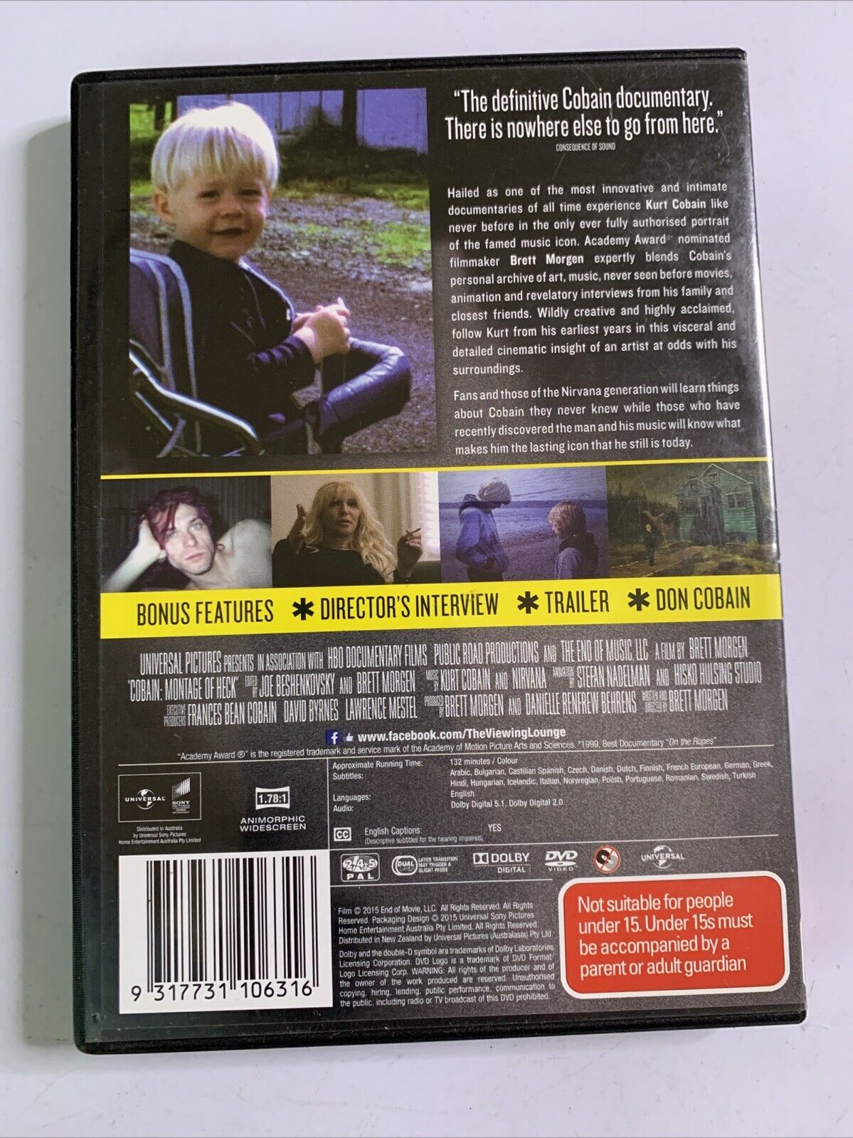 Cobain Montage of Heck (DVD, 2015) Kurt Cobain Official Biography Film Region 4
