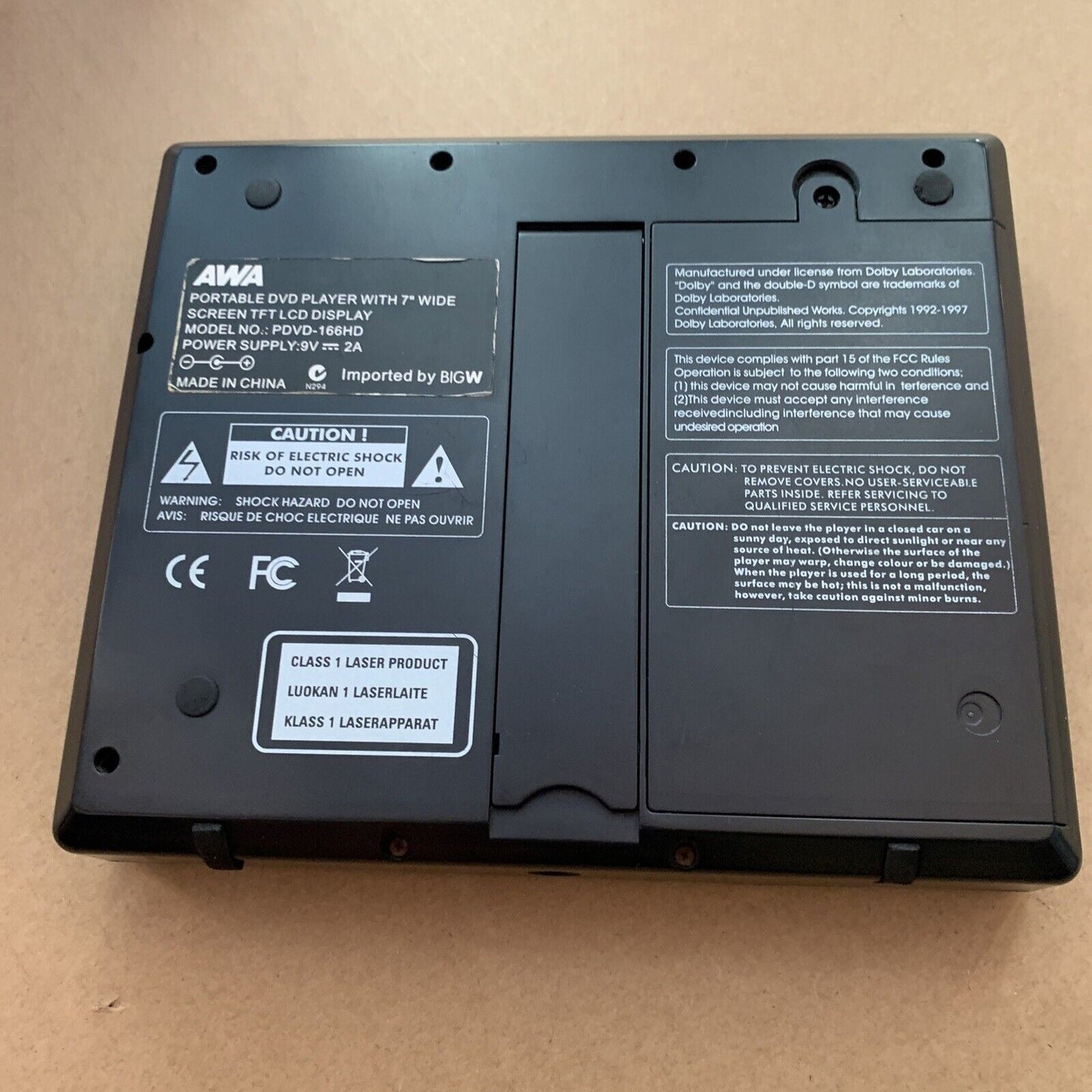 AWA DVD Player 7" Wide PDVD-166HD *For Parts Or Repair