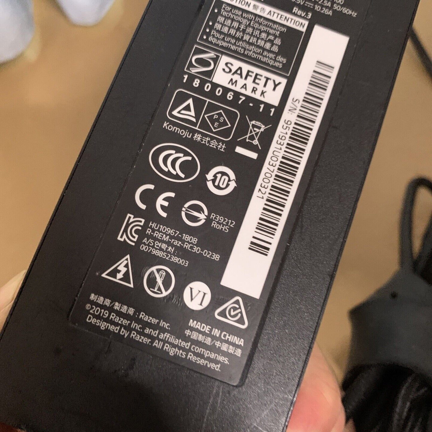 Razer 200W Power Adapter RC30-0238 Blade 15 Laptop Power Supply 19.5V 10.26A
