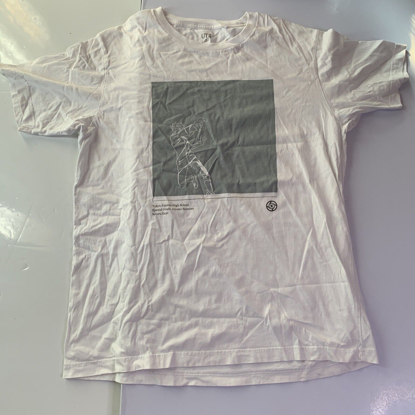 Tokyo Jujutsu High School Kaisen Zero Satoru Gojo Anime UNIQLO Shirt XL White