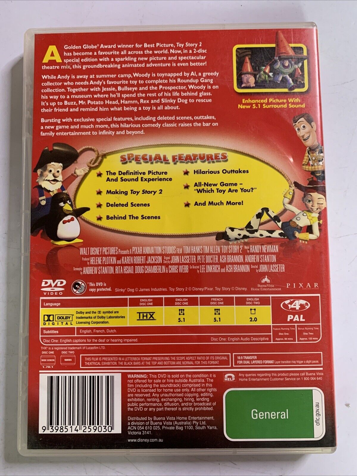 Toy Story 2 Special Edition (DVD, 1999, 2-Disc) Region 4