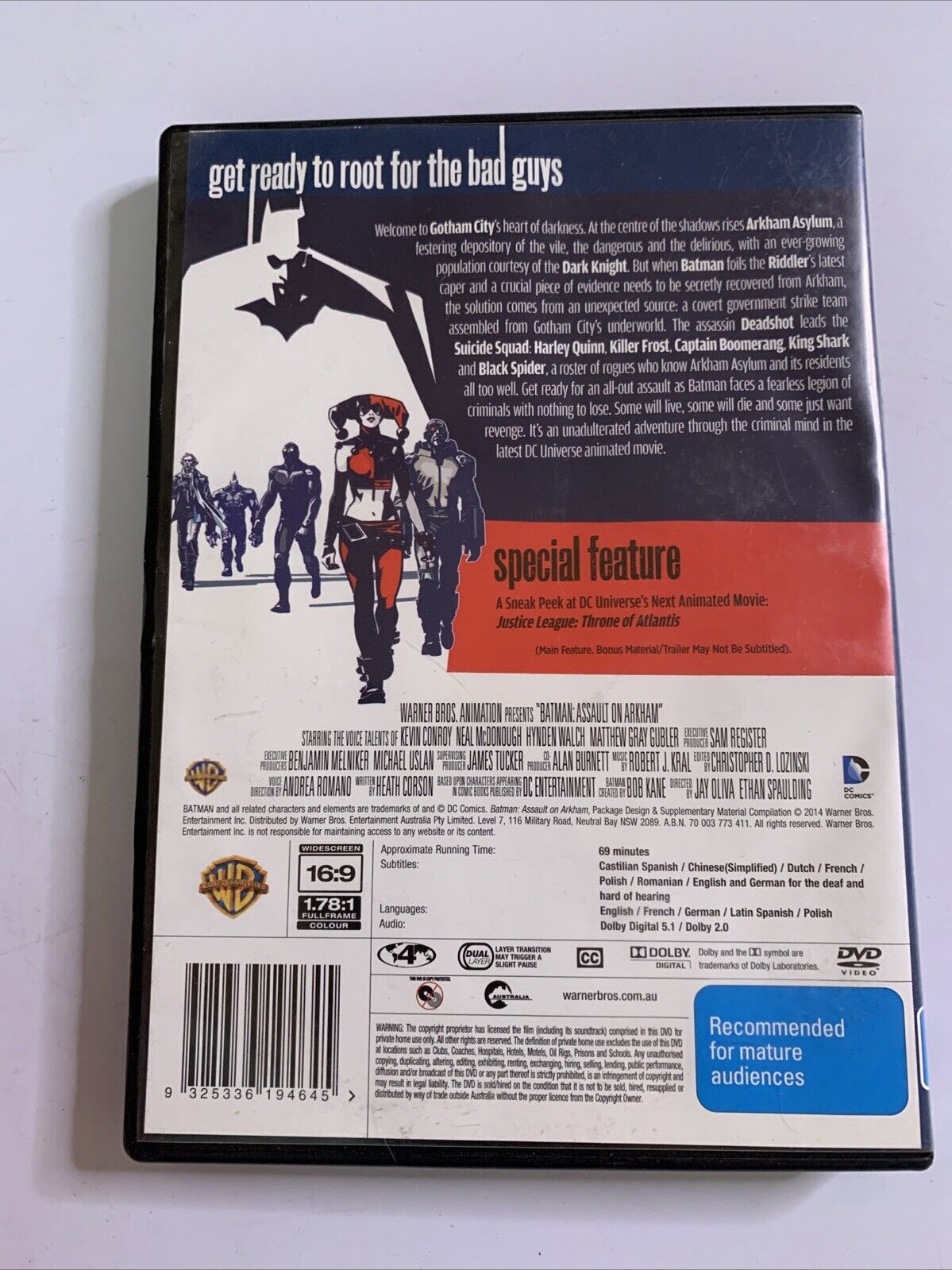 Batman : Assault on Arkham (DVD, 2014) Animated Film Region 4