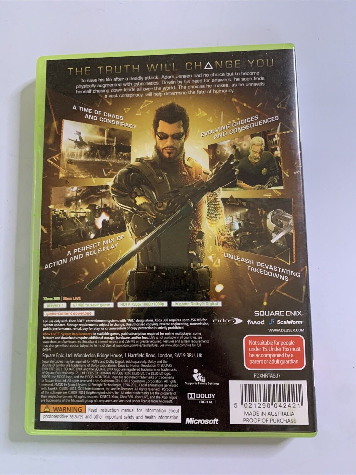 Deus Ex: Human Revolution Microsoft XBOX 360 PAL 2011 Game Complete