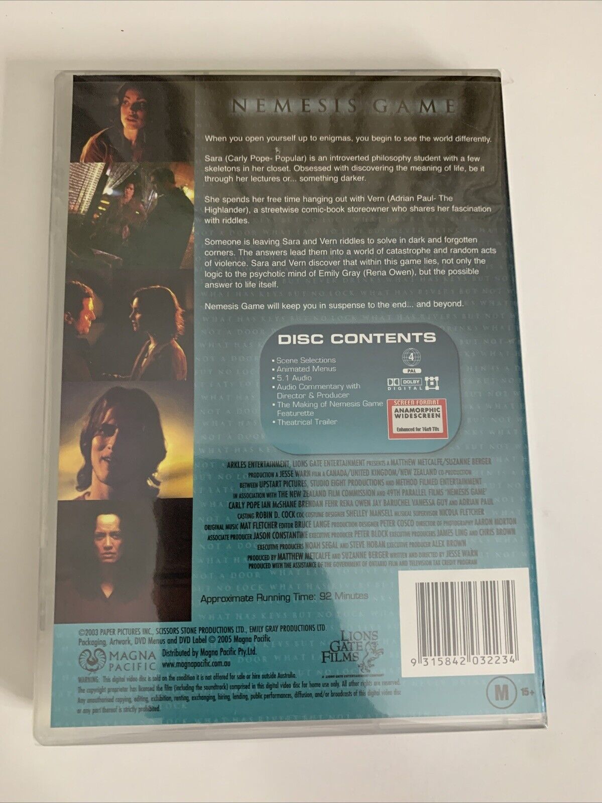 Nemesis Game (DVD, 2003) Carly Pope, Ian McShane Region 4 NEW