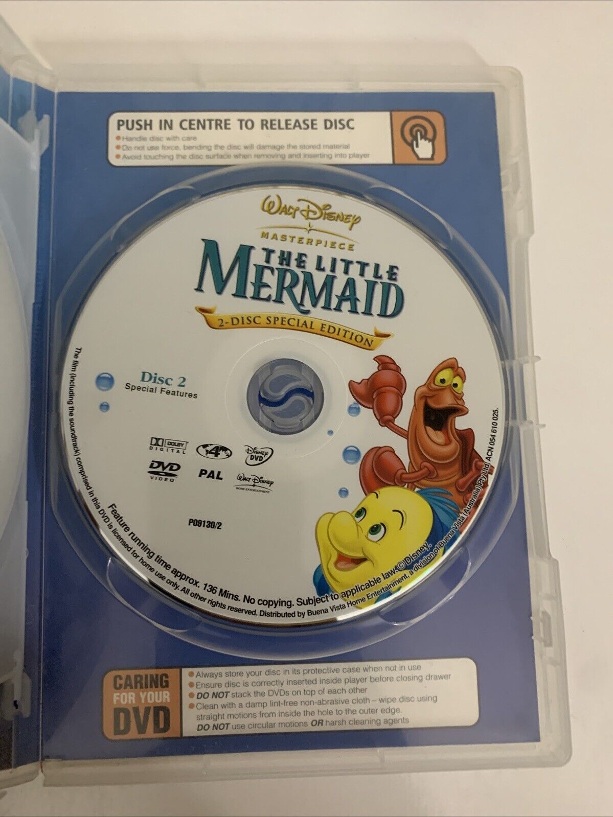 The Little Mermaid : Special Edition (DVD, 1989, 2-Disc) Disney Film Region 4