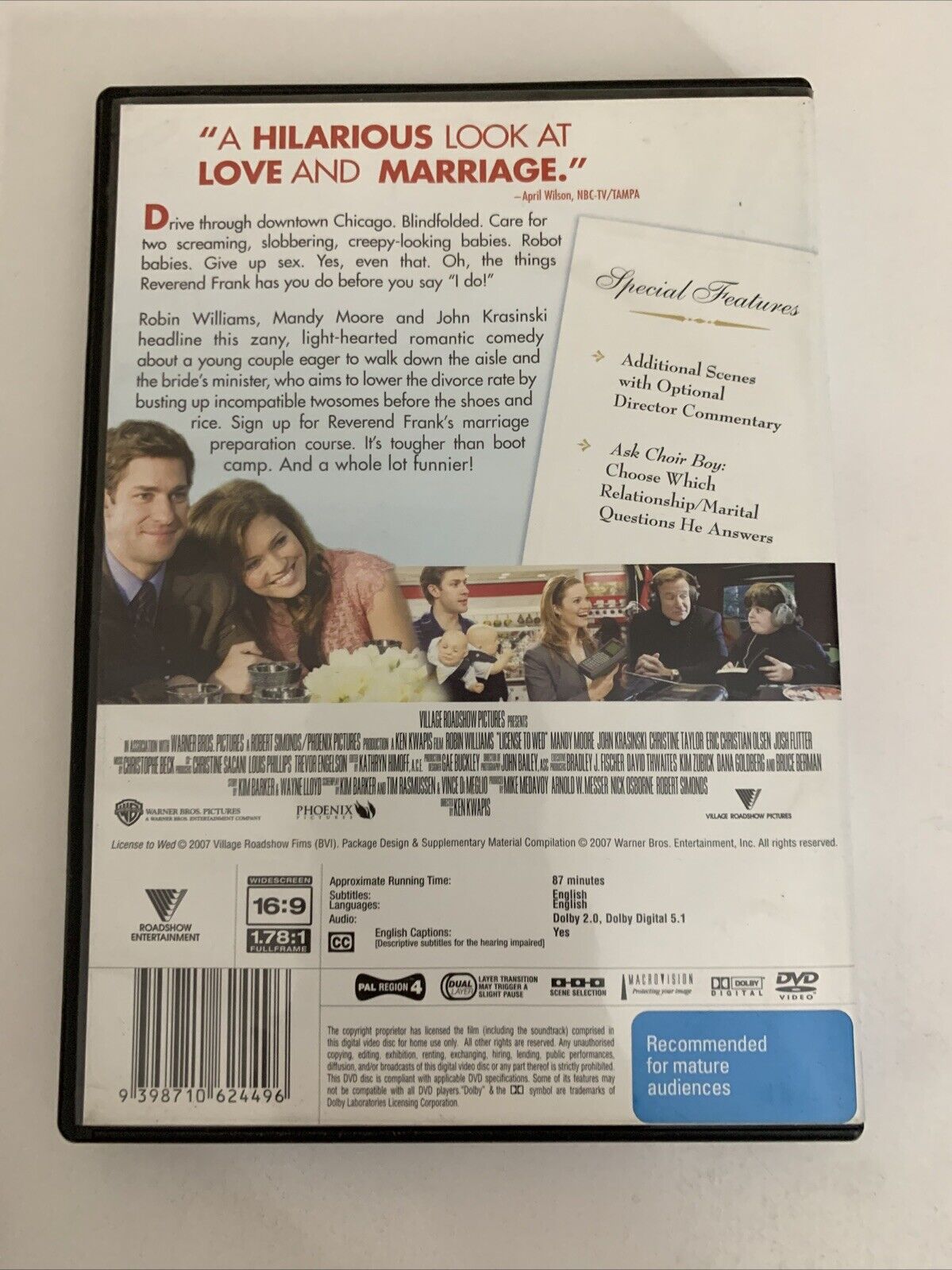 License To Wed (DVD, 2007) Mandy Moore, Robin Williams, John Krasinski Region 4