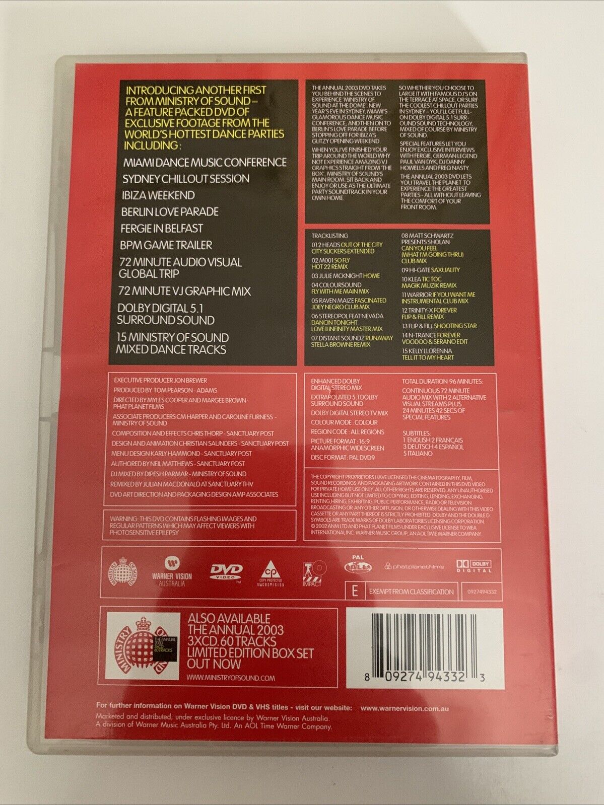 Ministry of Sound The Annual 2003 (DVD, 2003) All Regions