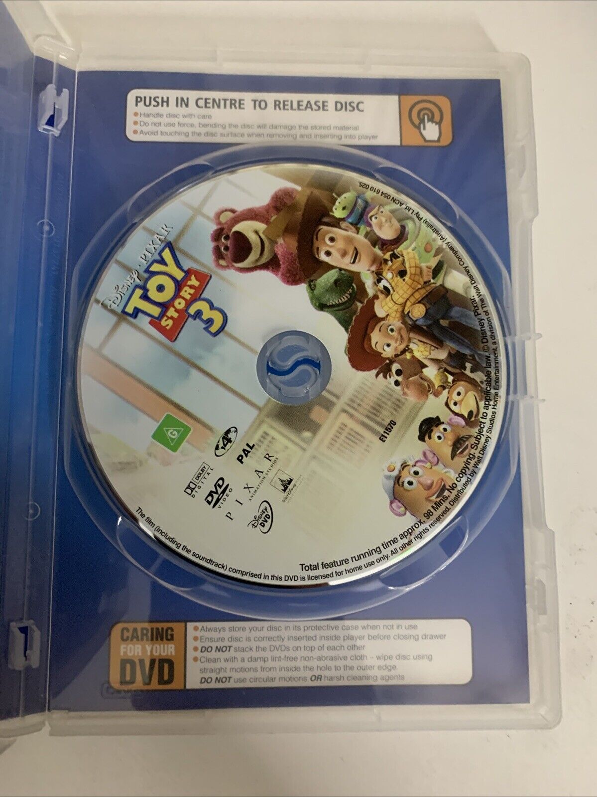 Toy Story 3 (DVD, 2010) Disney Pixar Animation Region 4