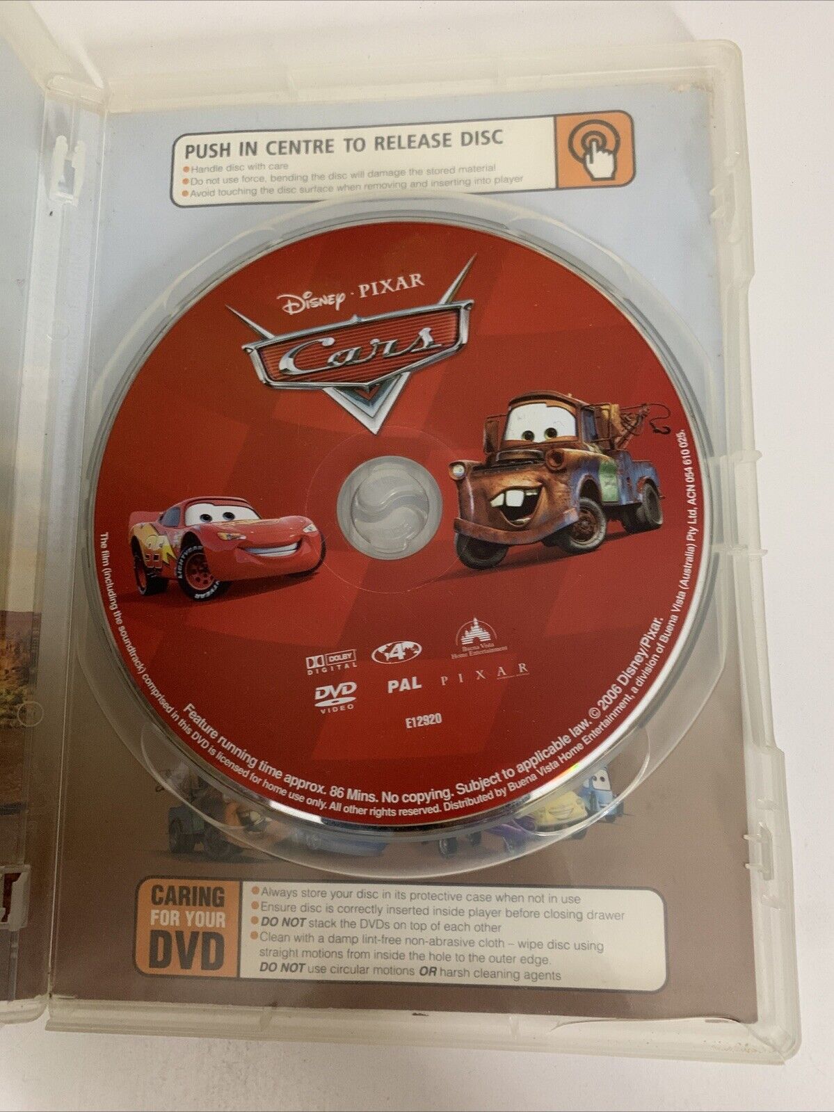 Cars (DVD, 2006) Disney Pixar Region 4