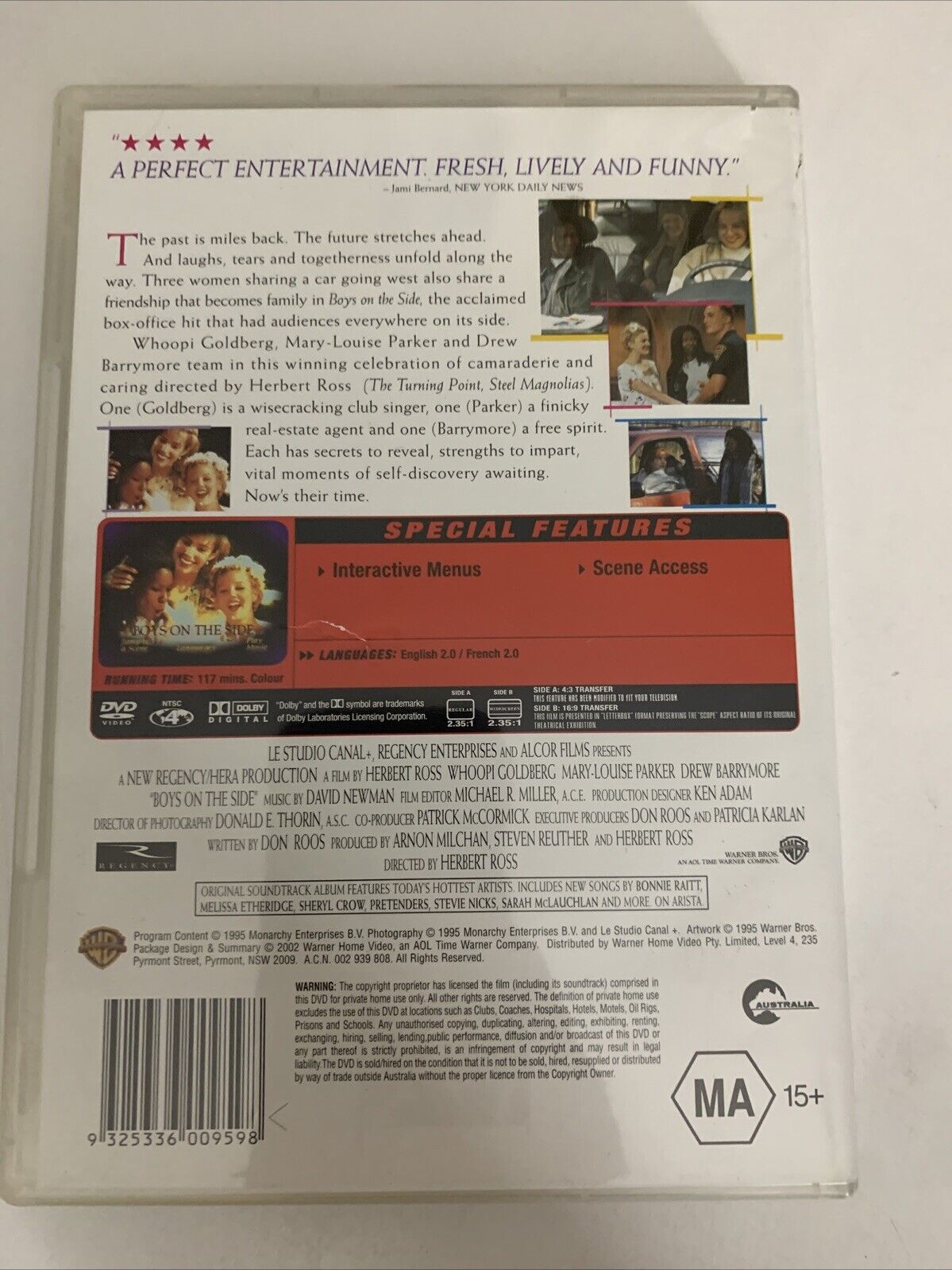 Boys On The Side (DVD, 1994) Whoopi Goldberg, Drew Barrymore Region 4