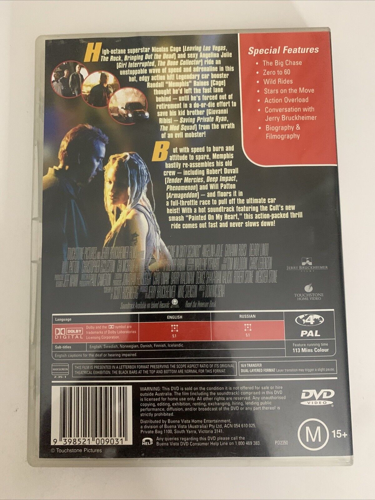 Gone in 60 Seconds (DVD, 2000) Robert Duvall, Nicolas Cage Region 4