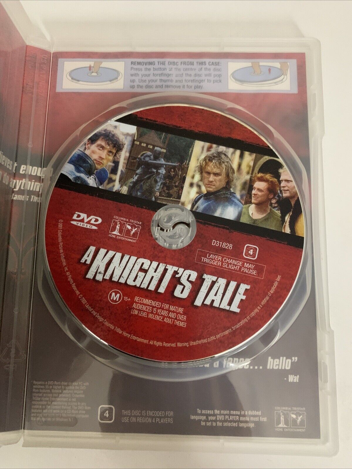 A Knight's Tale (DVD, 2001) Rufus Sewell, Heath Ledger Region 4