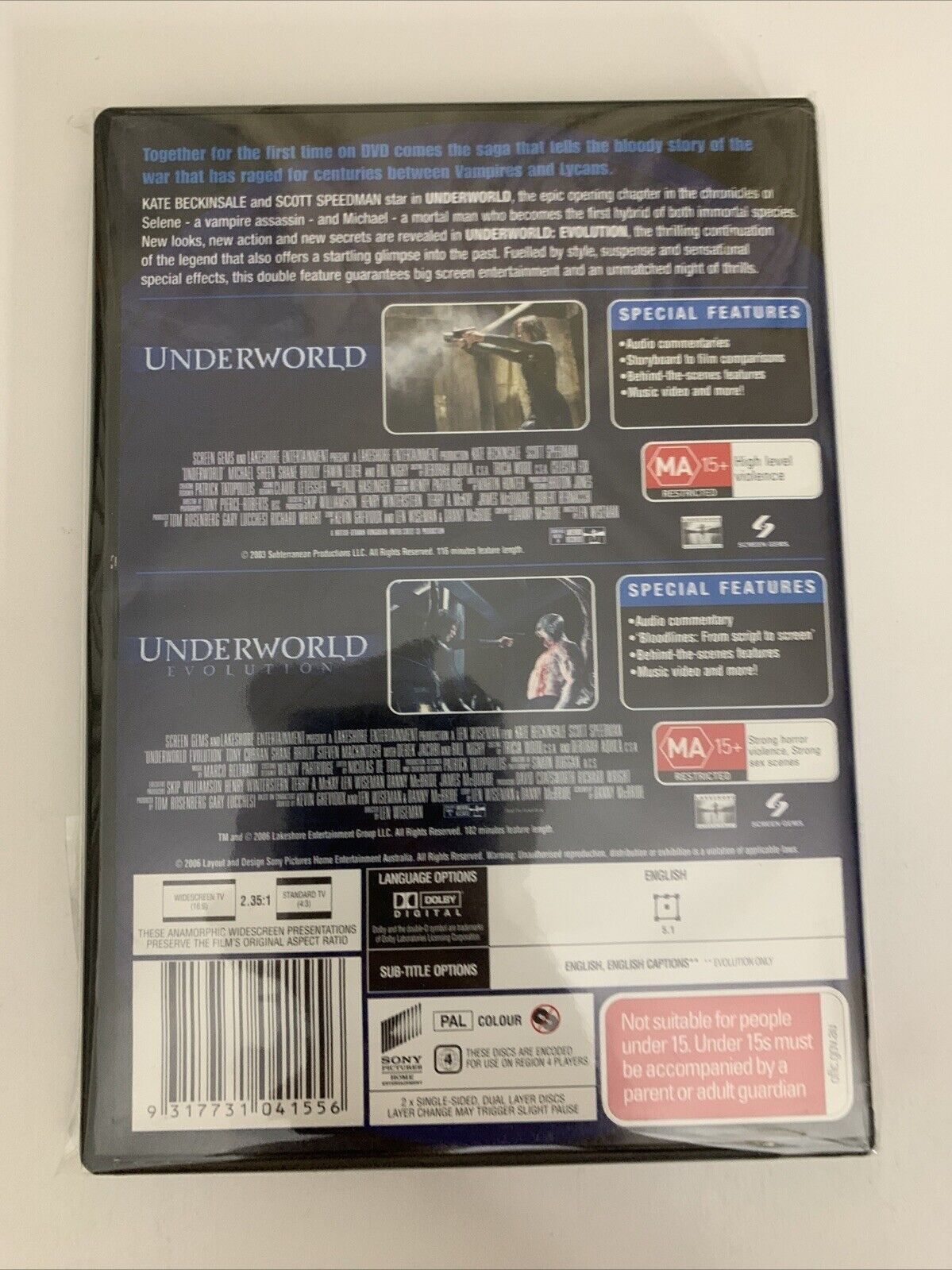 Underworld / Underworld Evolution (DVD, 2003) Region 4 NEW