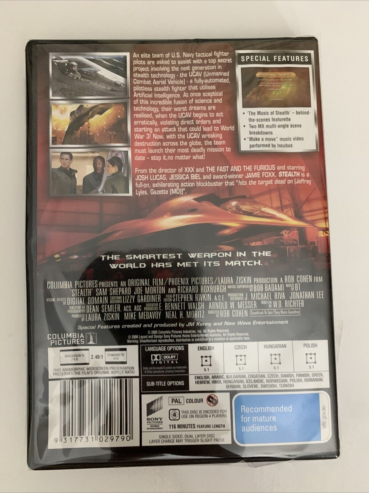Stealth (DVD, 2005) Josh Lucas, Jamie Foxx, Jessica Biel Region 4 NEW