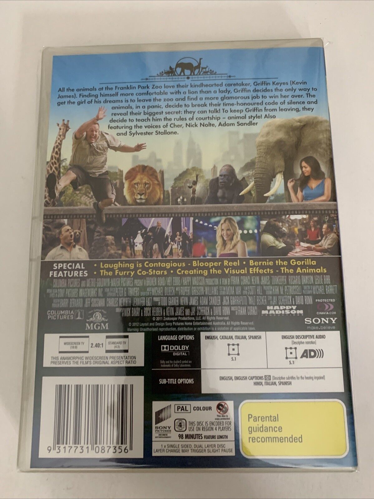 Zookeeper (DVD, 2011) Kevin James, Joe Rogan Region 4 NEW