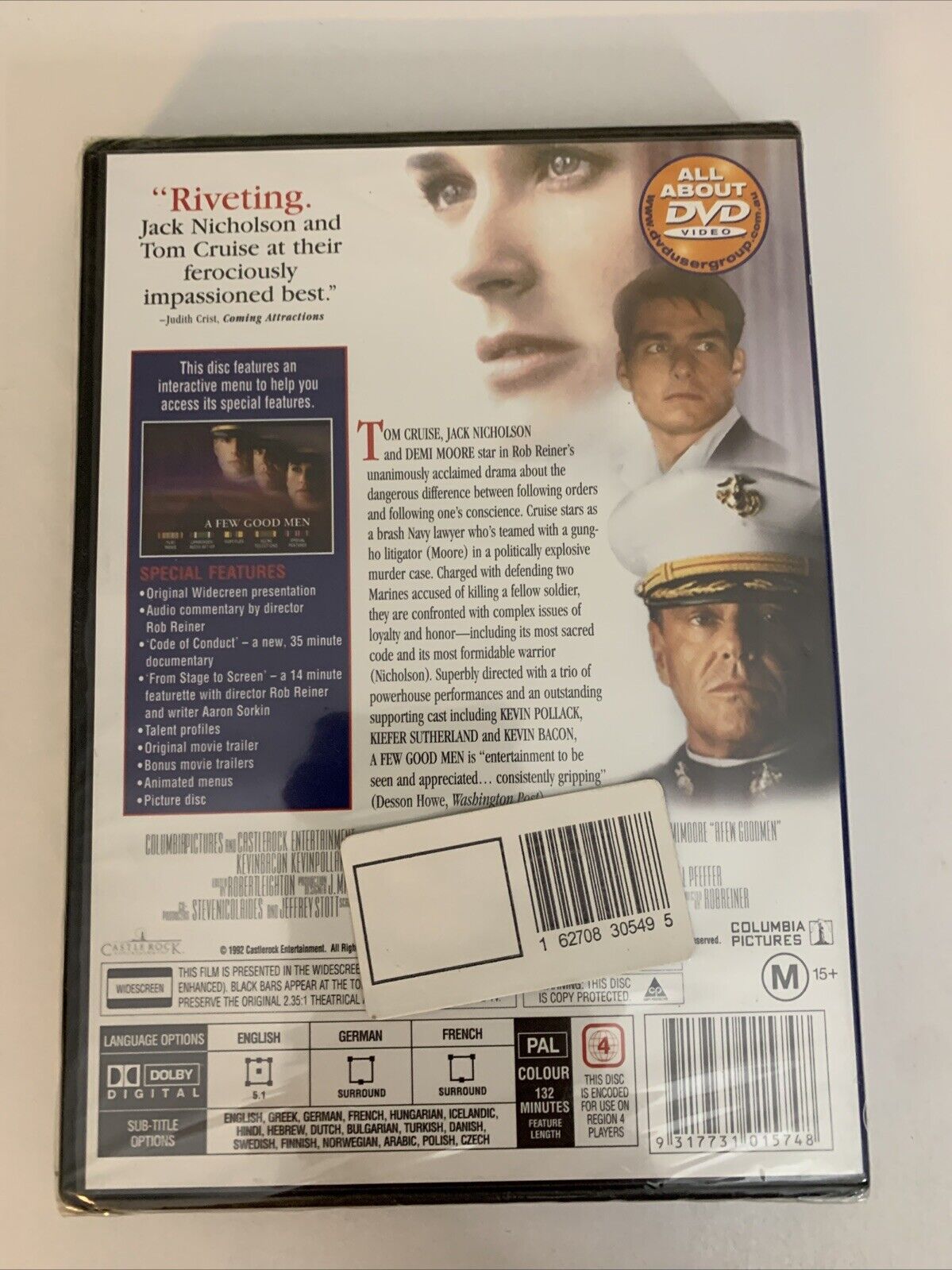 A Few Good Men (DVD, 1992) Demi Moore, Tom Cruise Region 4 NEW