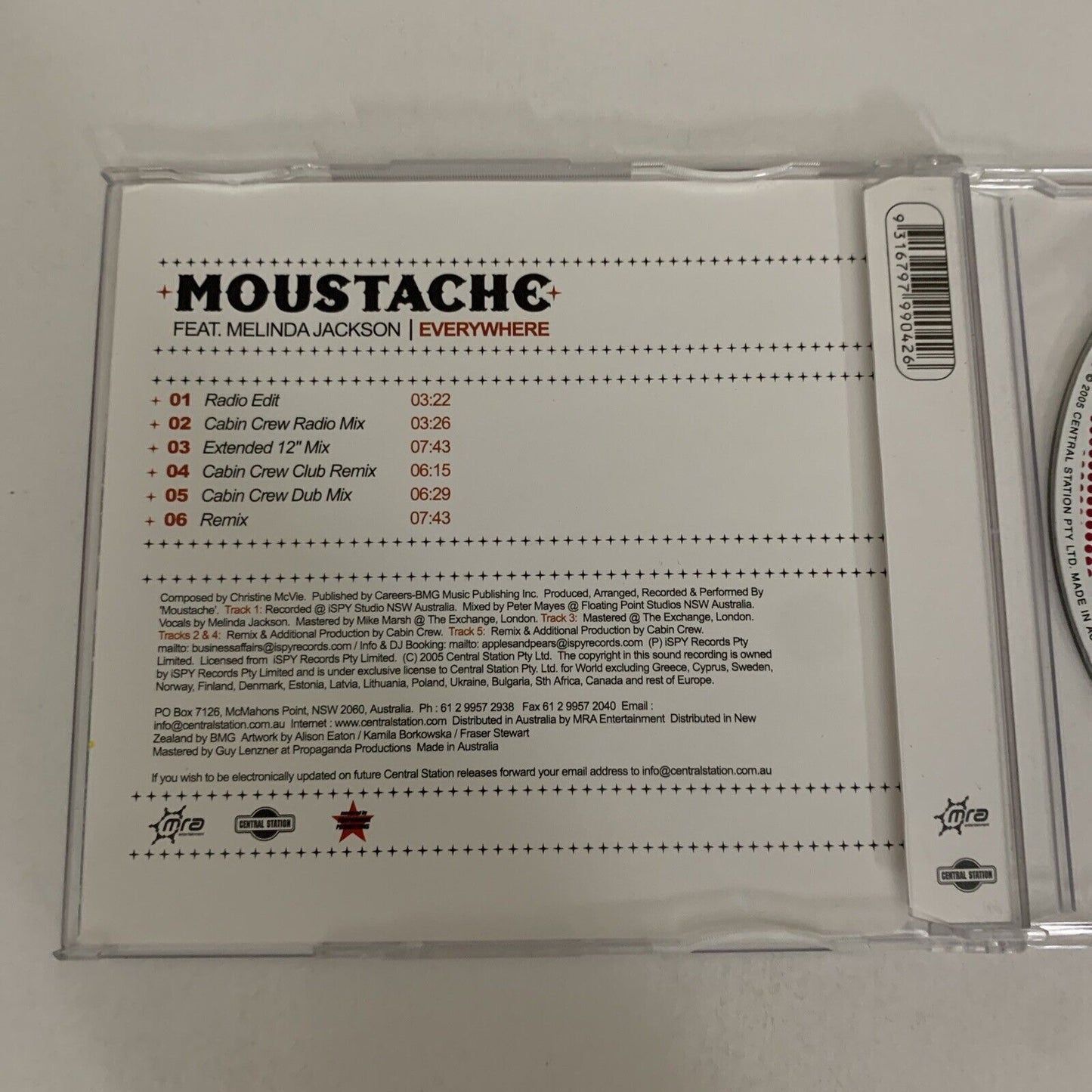 Moustache Featuring Melinda Jackson – Everywhere (CD, 2005) Single