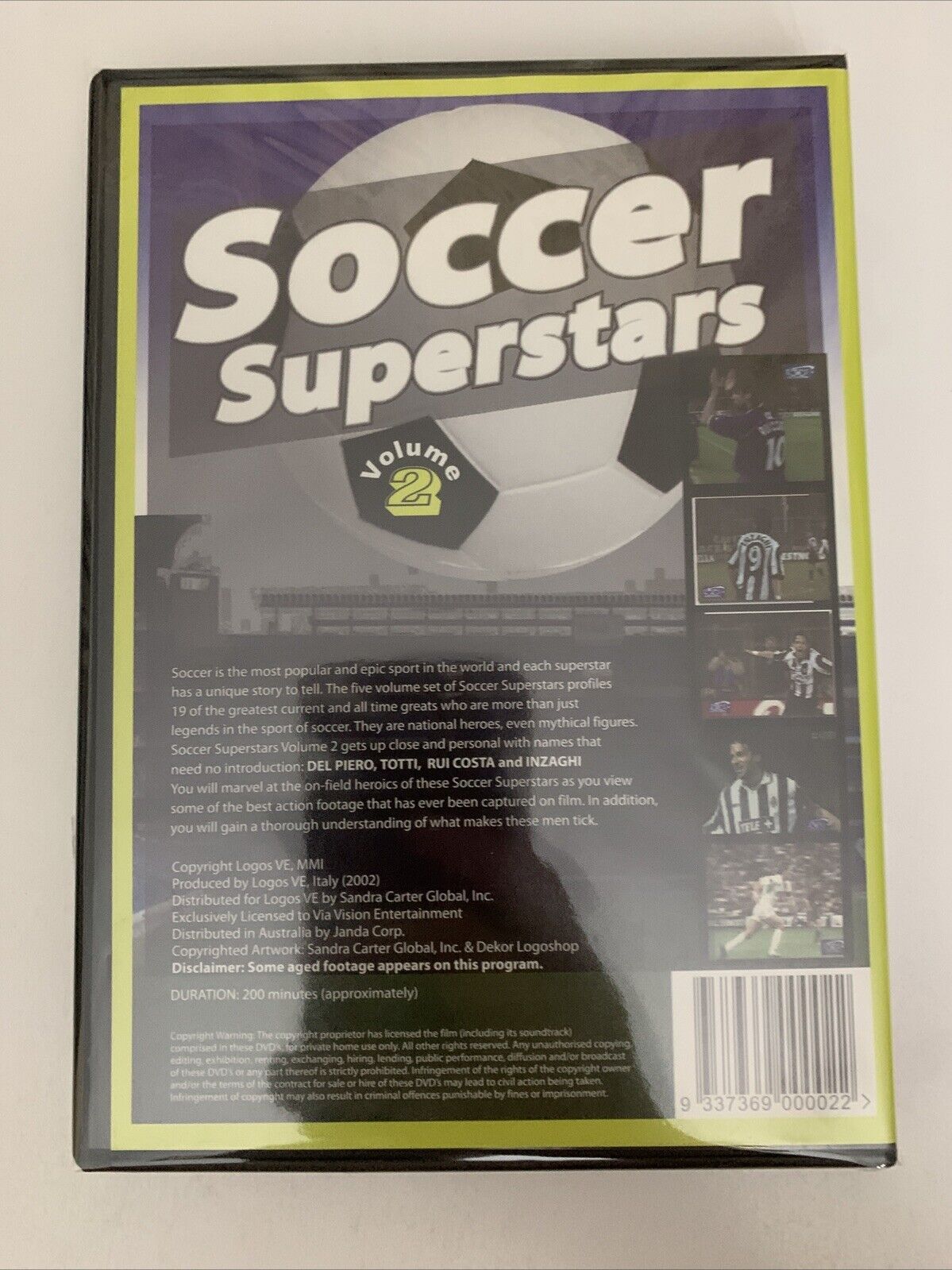 Soccer Superstars Volume 2 (DVD) Del Peiro, Totti, Rui Costa, Inzaghi All Region