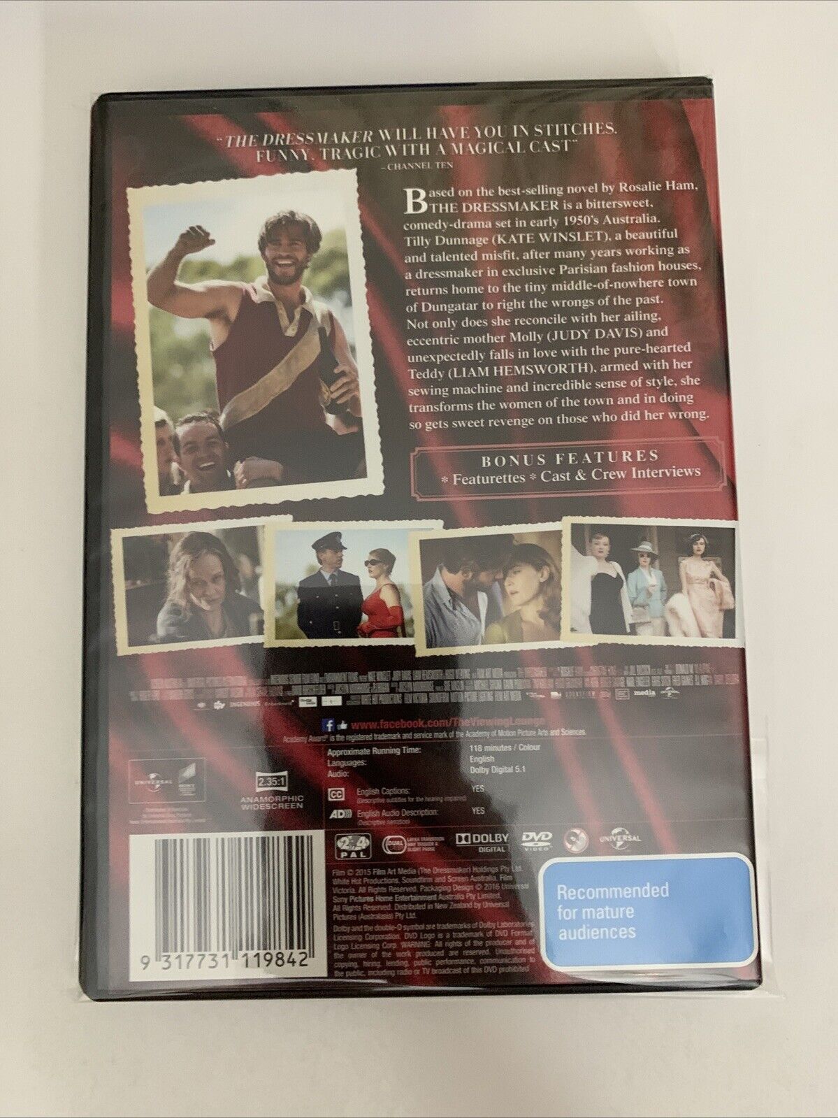 The Dressmaker (DVD, 2015) Kate Winslet, Judy Davis, Liam Hemsworth Region 4 NEW