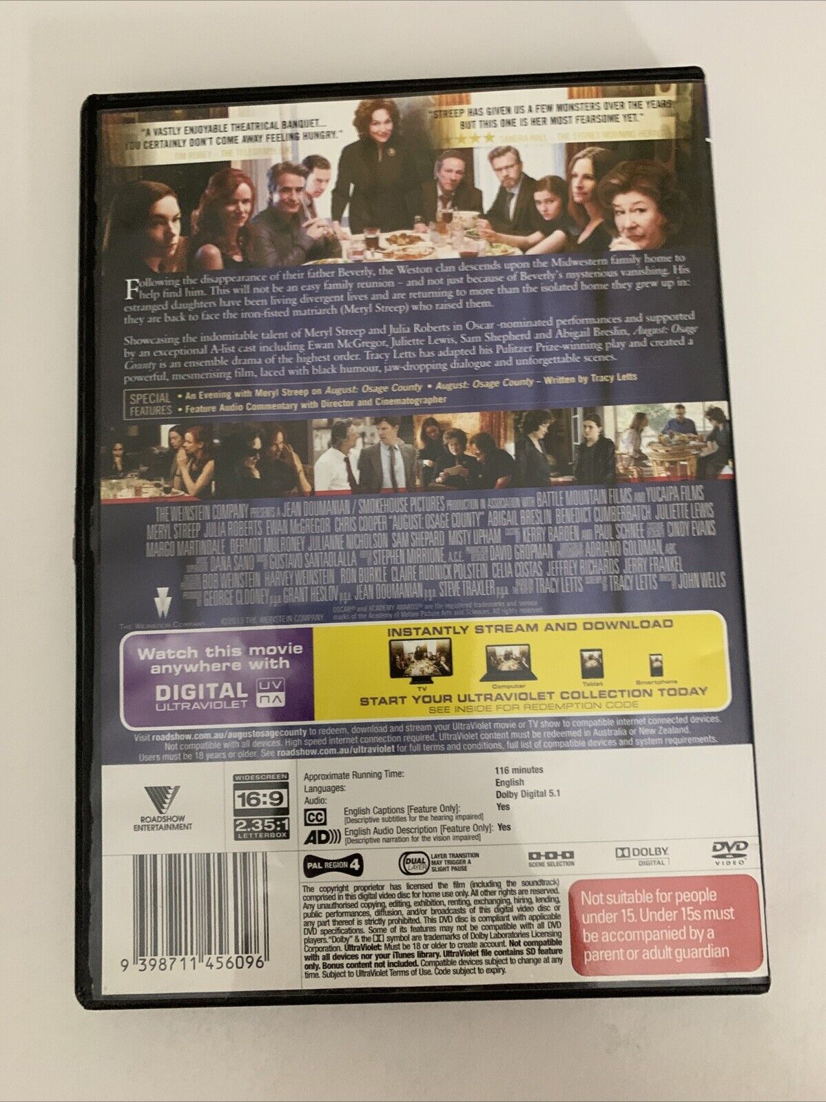 August-Osage County (DVD, 2013) Meryl Streep, Julia Roberts Region 4