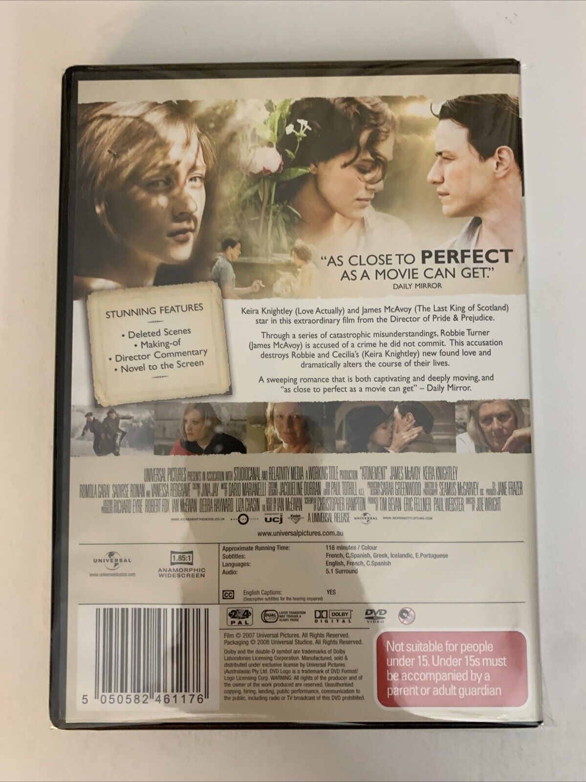 Atonement (DVD, 2007) Keira Knightley, James McAvoy Region 4 NEW