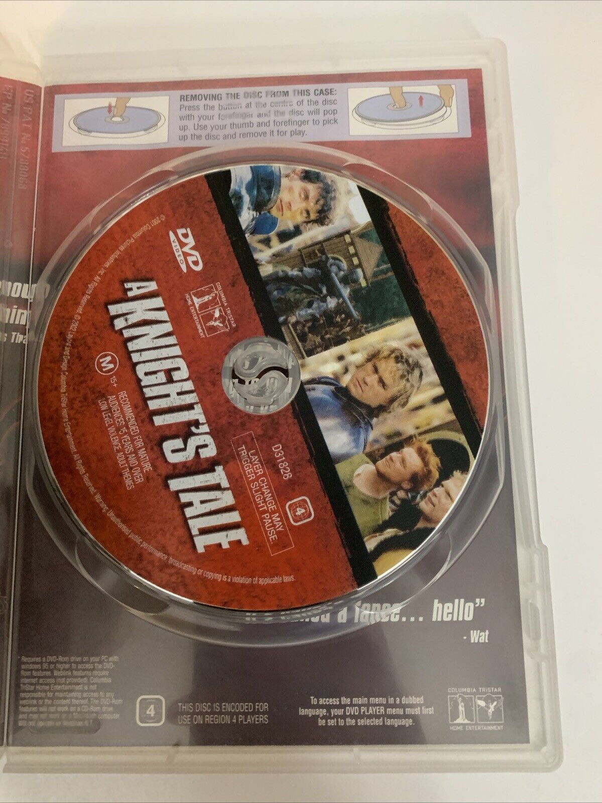 A Knight's Tale (DVD, 2001) Heath Ledger, Alan Tudyk, Paul Bettany Region 4